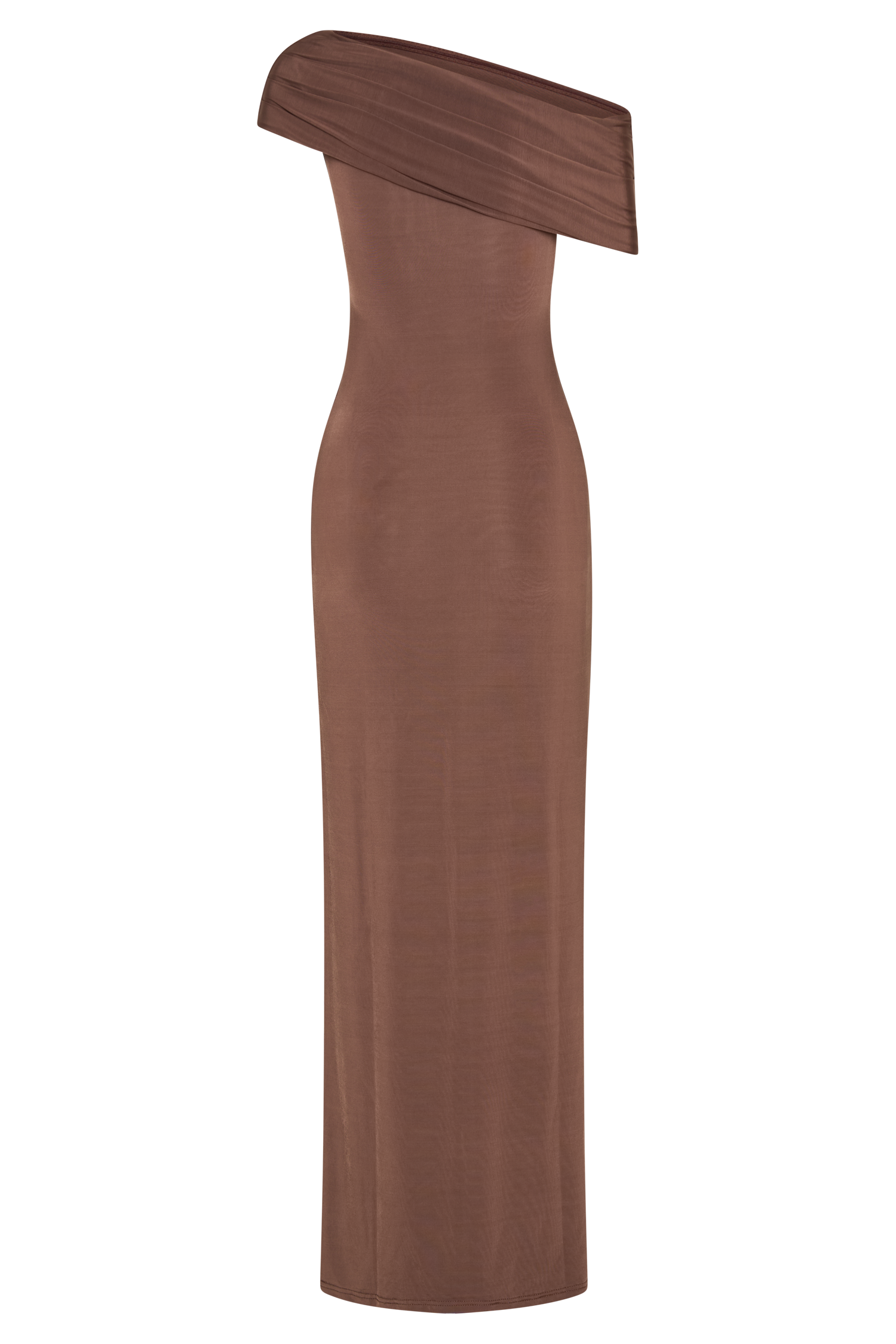 Cassandra Off Shoulder Slinky Maxi Dress - Chocolate