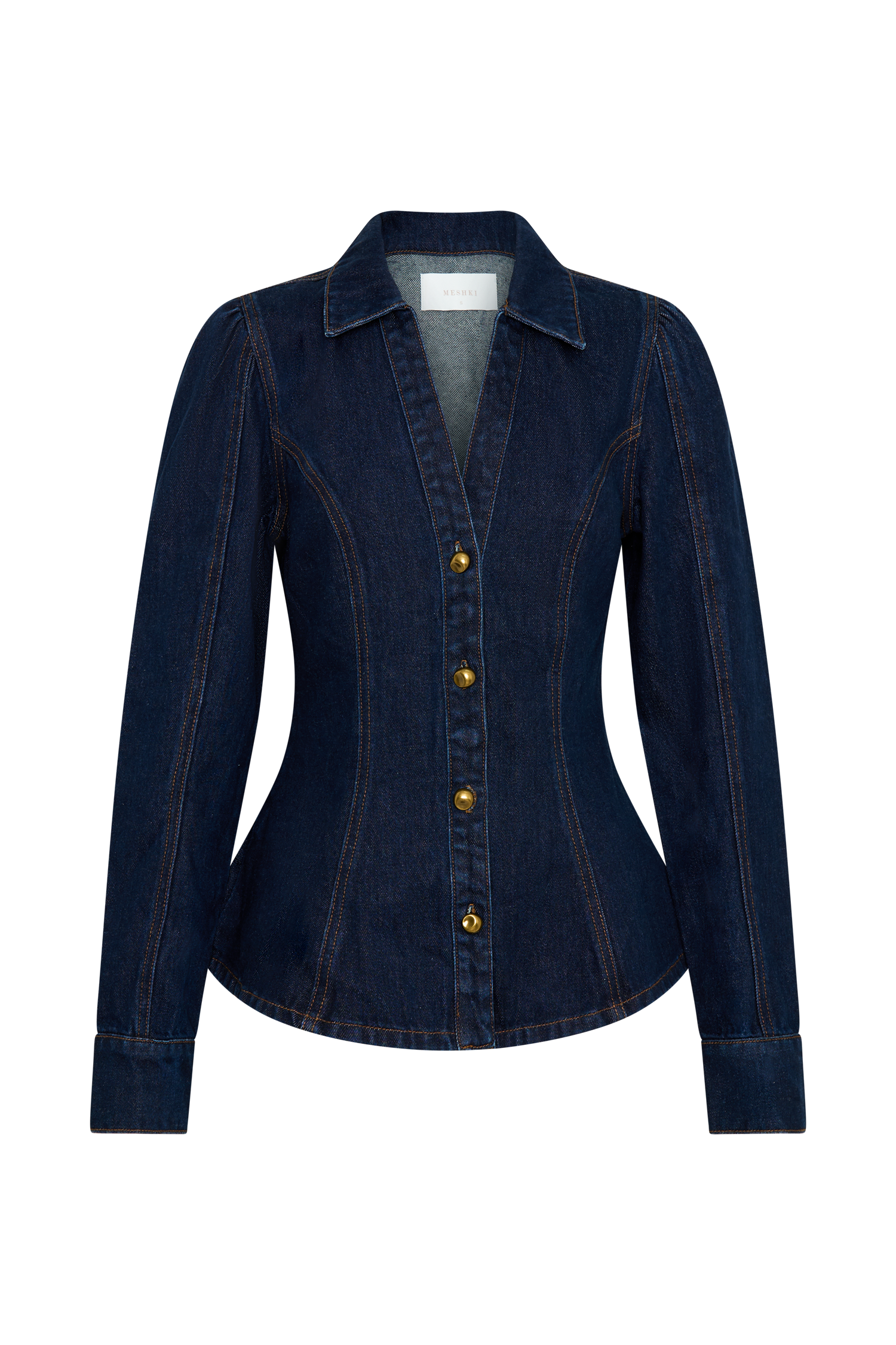 Hilary Long Sleeve Denim Top - Indigo Blue