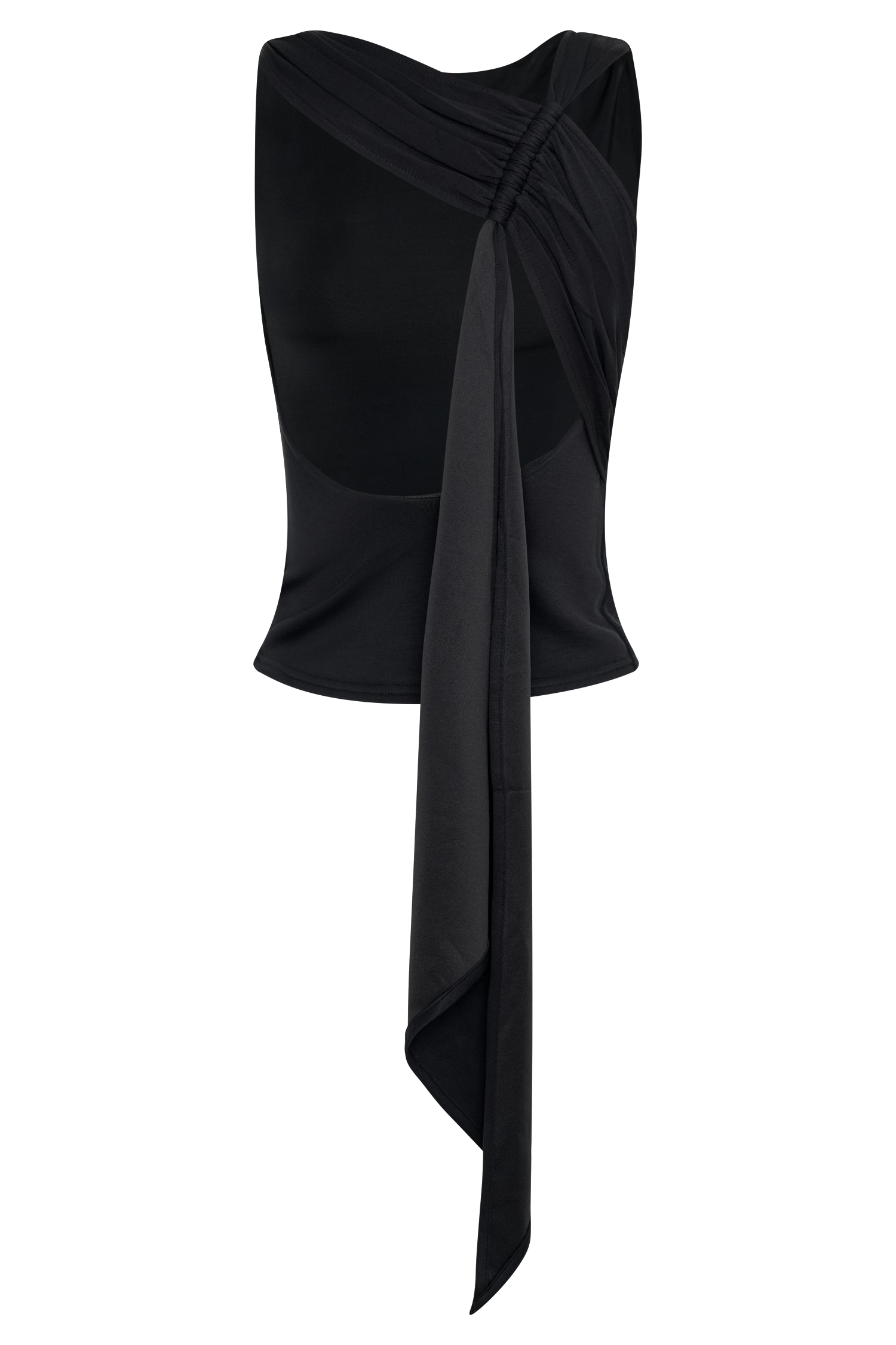 Catelyn Asymmetrical Scuba Jersey Top - Black