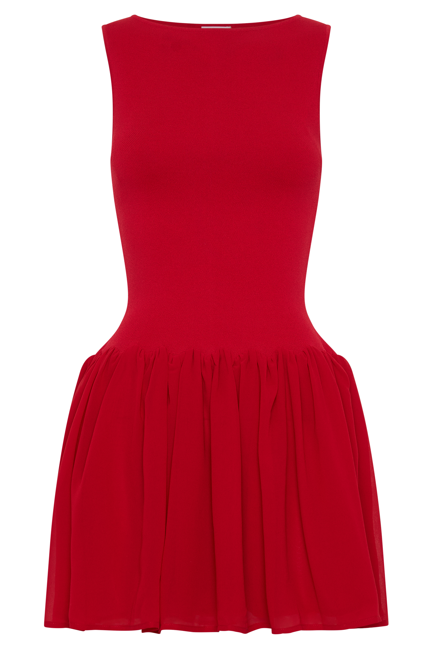 Ashleigh Knit And Chiffon Mini Dress - Red