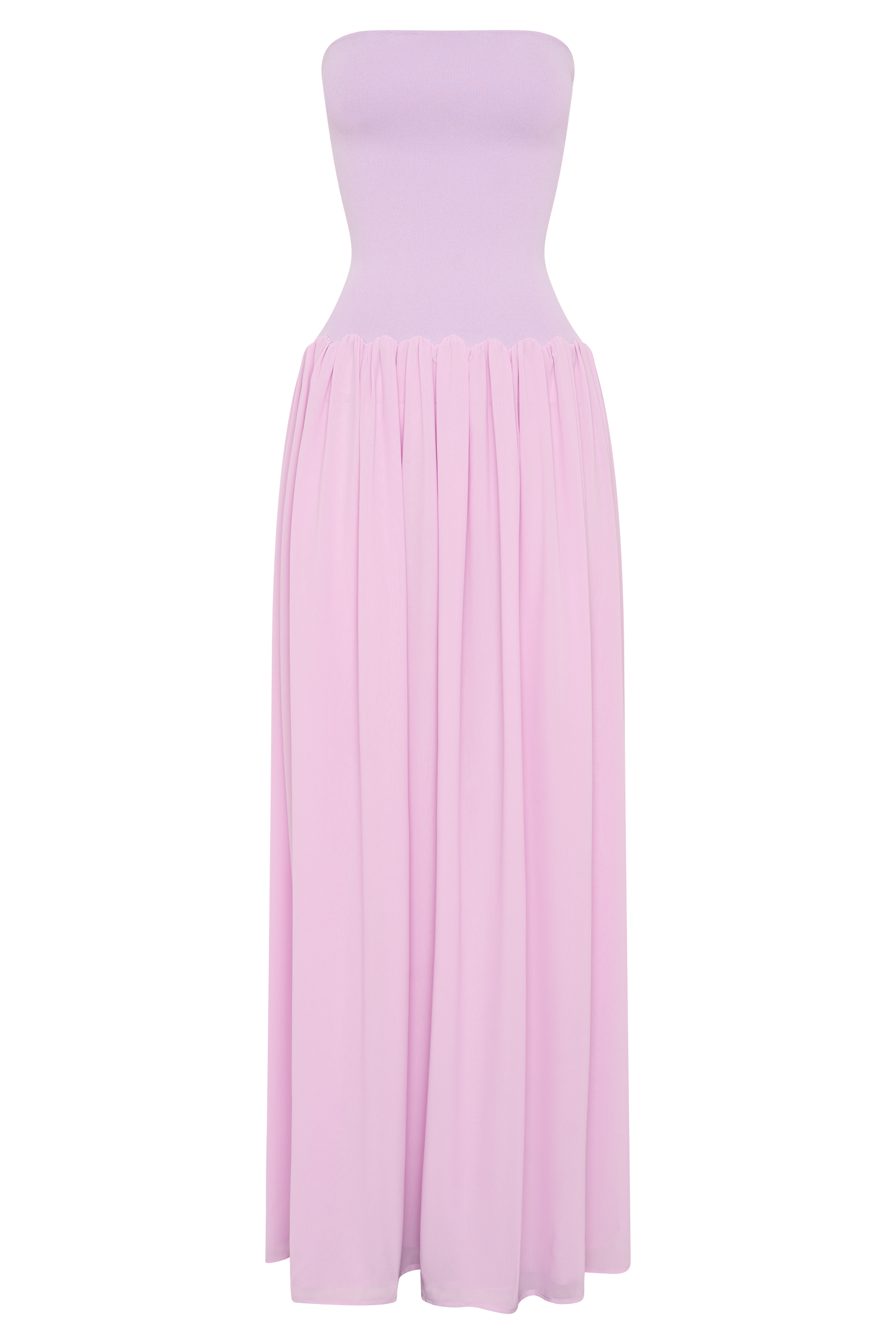 Lyanna Knit And Chiffon Strapless Maxi Dress - Lilac