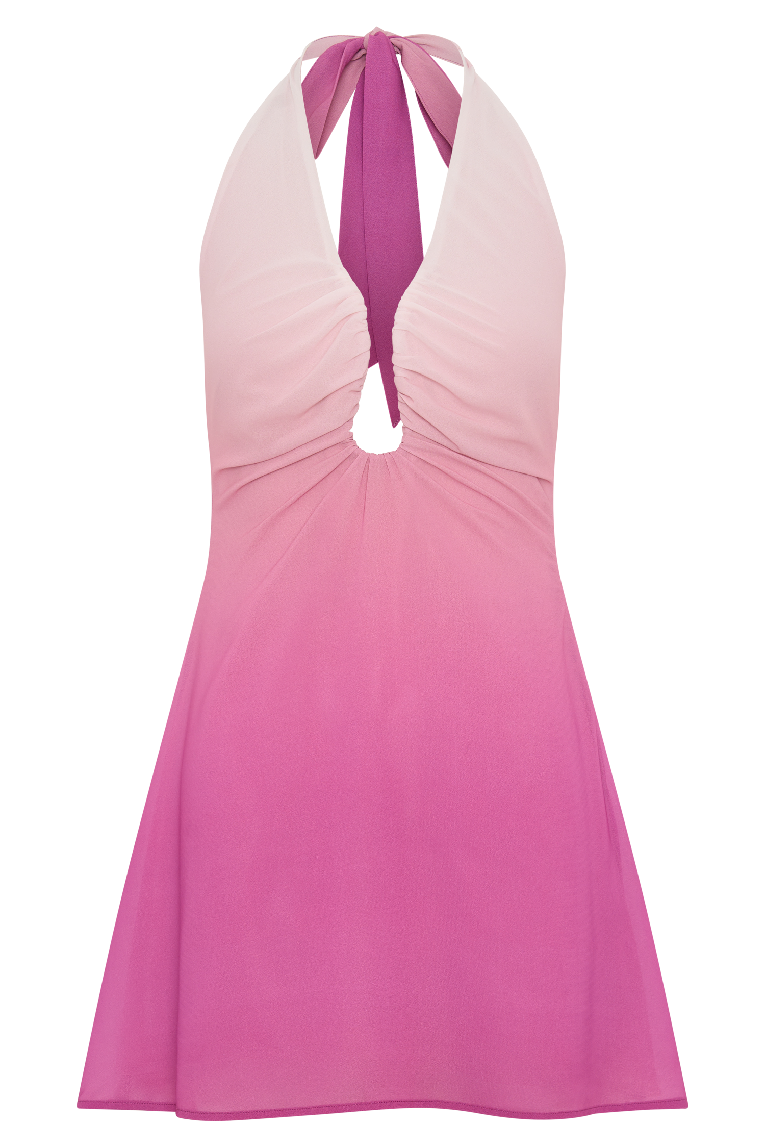 Malakhai Chiffon Halter Mini Dress - Ombre Pink