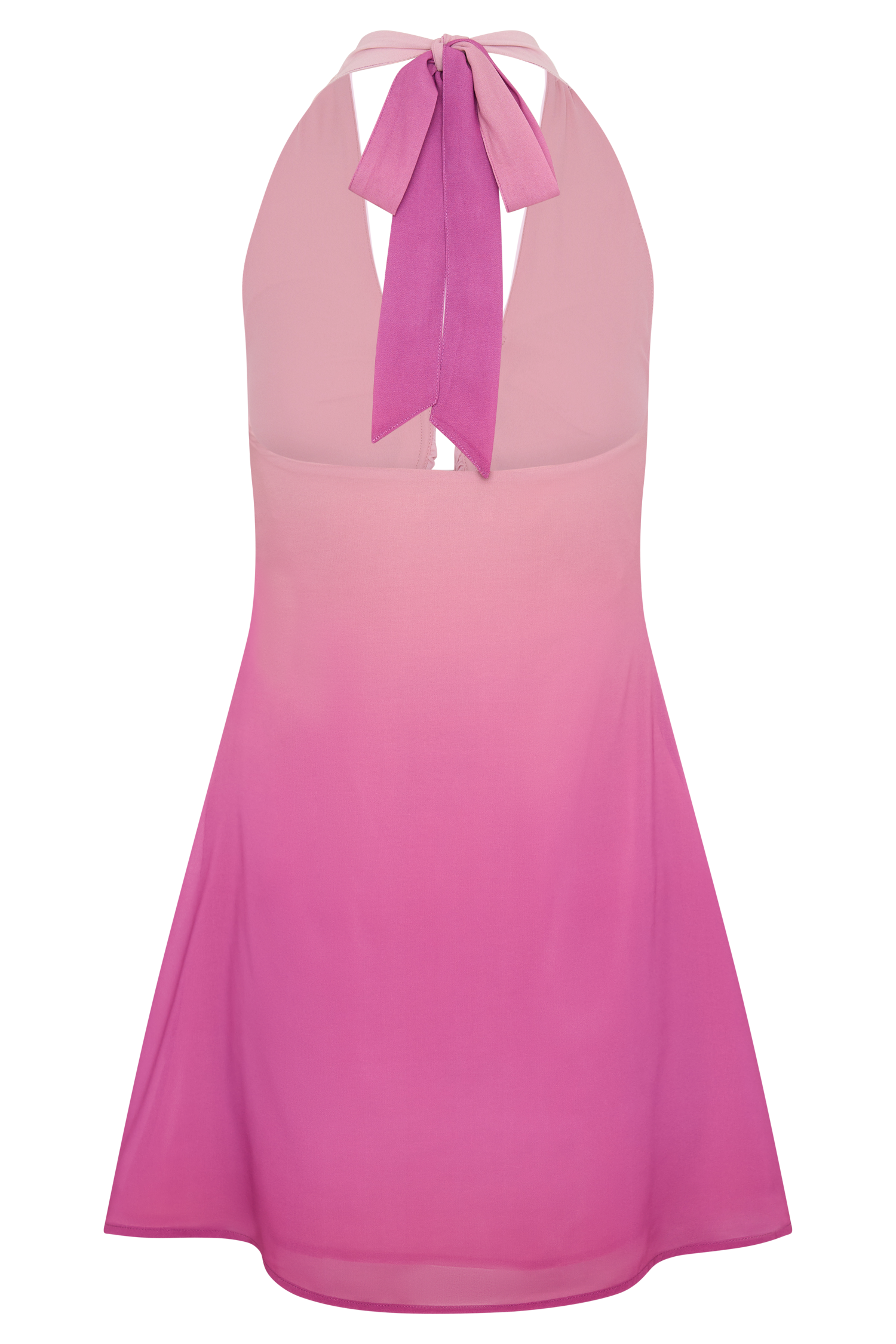 Malakhai Chiffon Halter Mini Dress - Ombre Pink