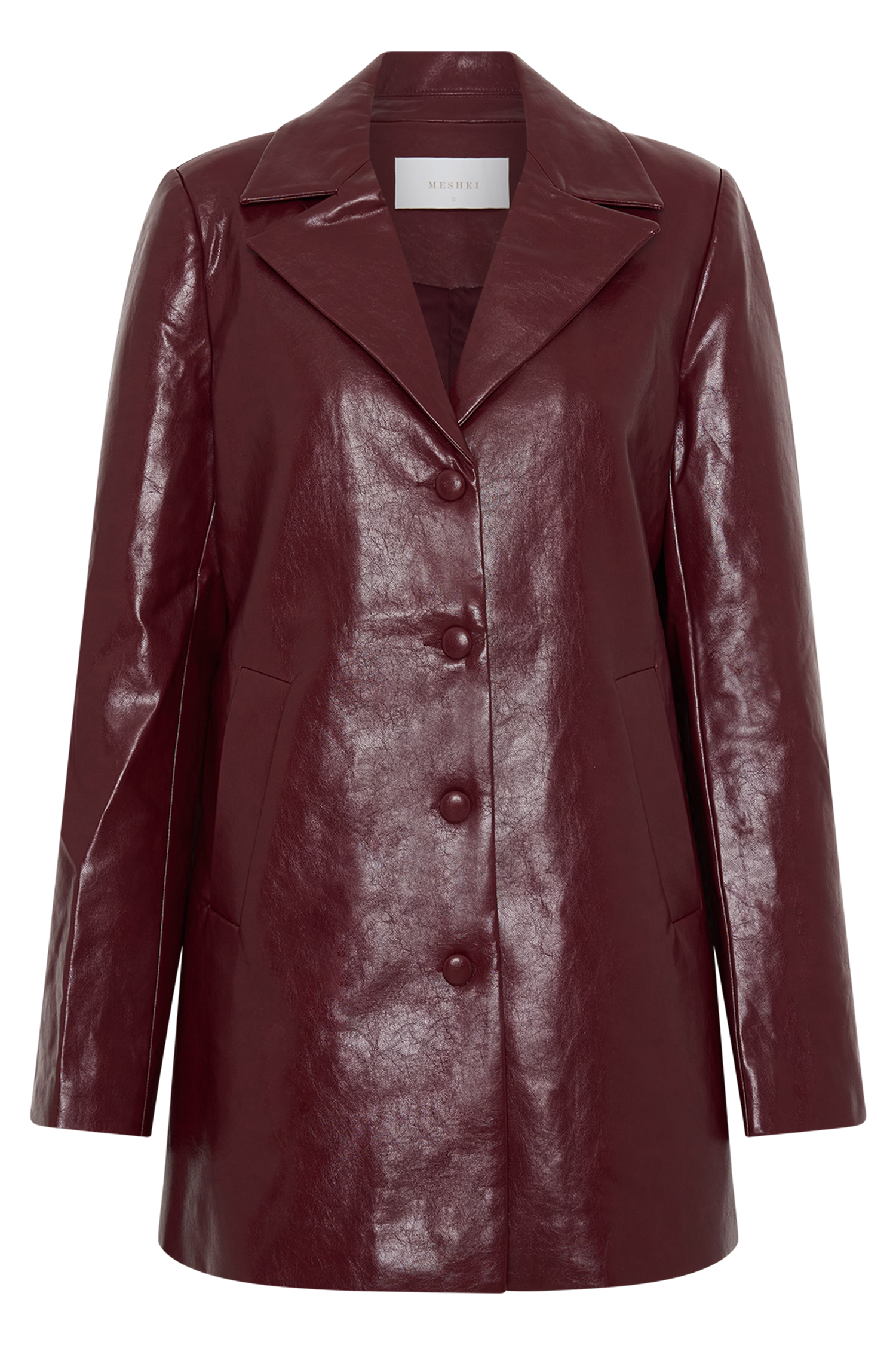 Deborah Faux Leather Coat - Cherry Red