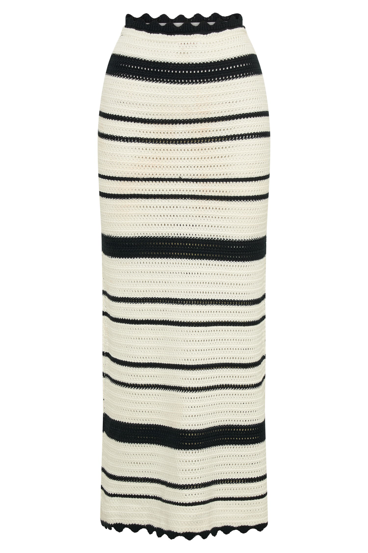 Jadia Contrast Crochet Fishtail Maxi Skirt - Black/White