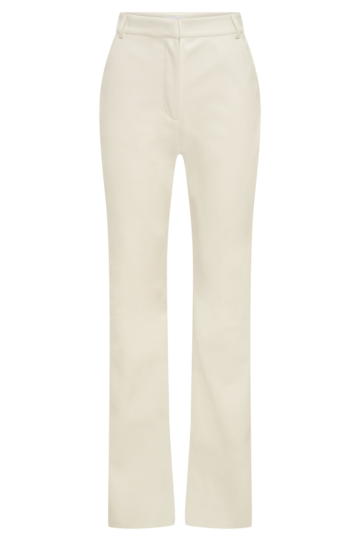 Tyra Straight Leg Faux Leather Pants - Ivory