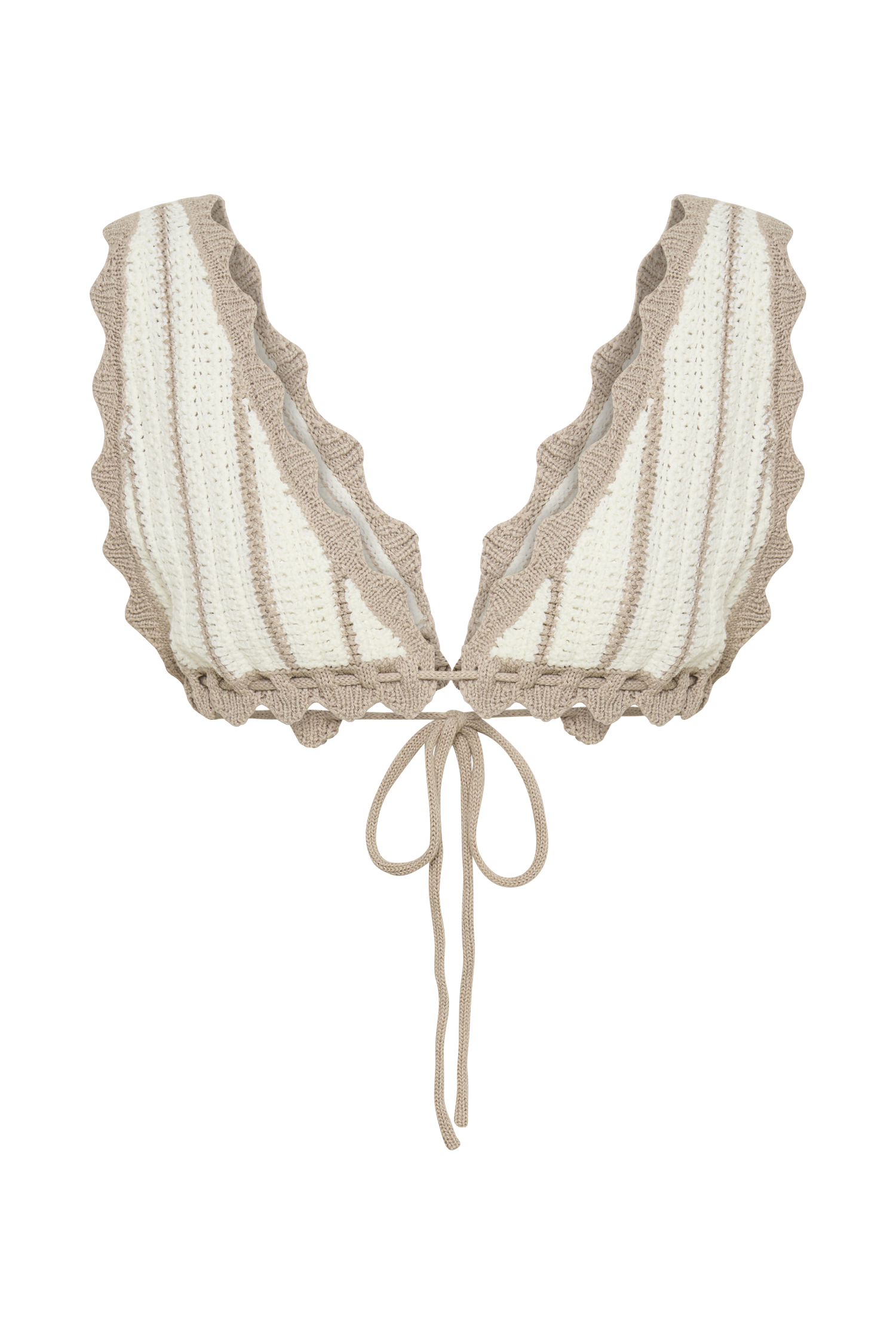 Jadia Contrast Crochet Bralette - Taupe/White