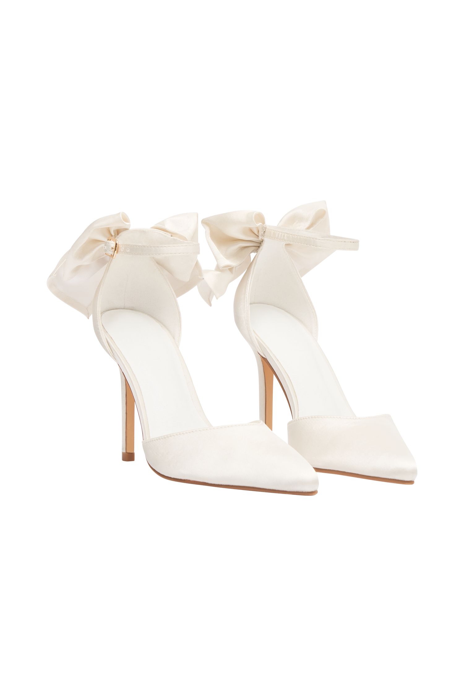Charmed Satin Bow Heel - White