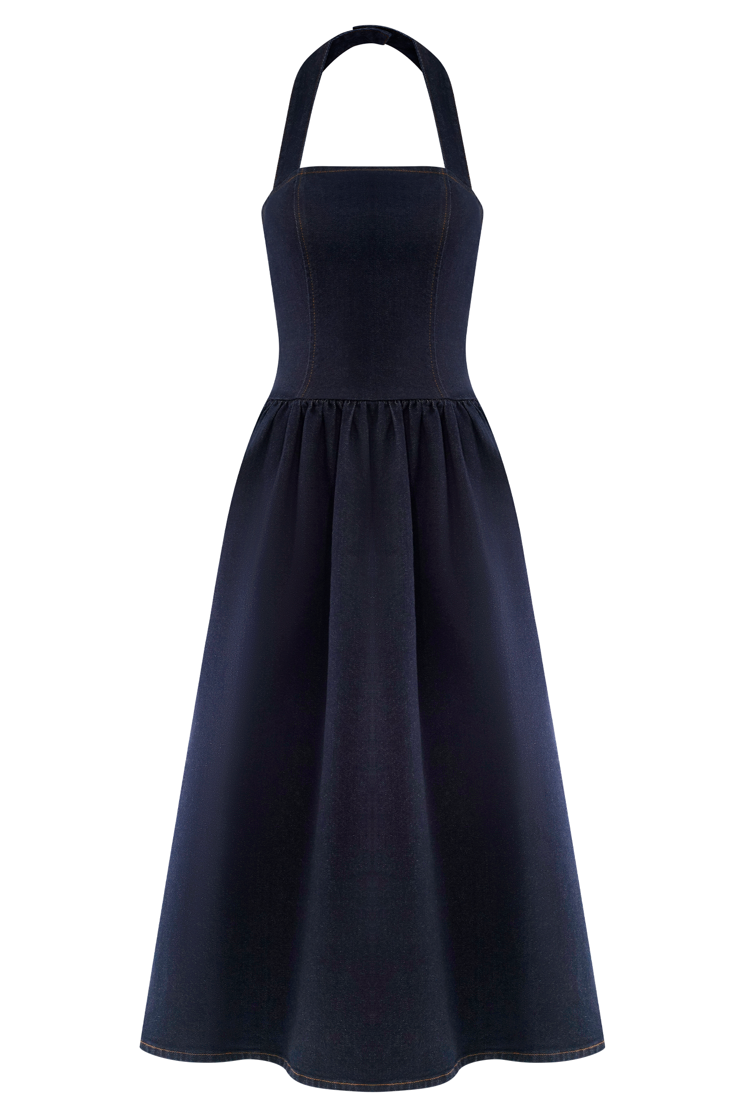 Caroline Denim Halter Midi Dress - Indigo Blue