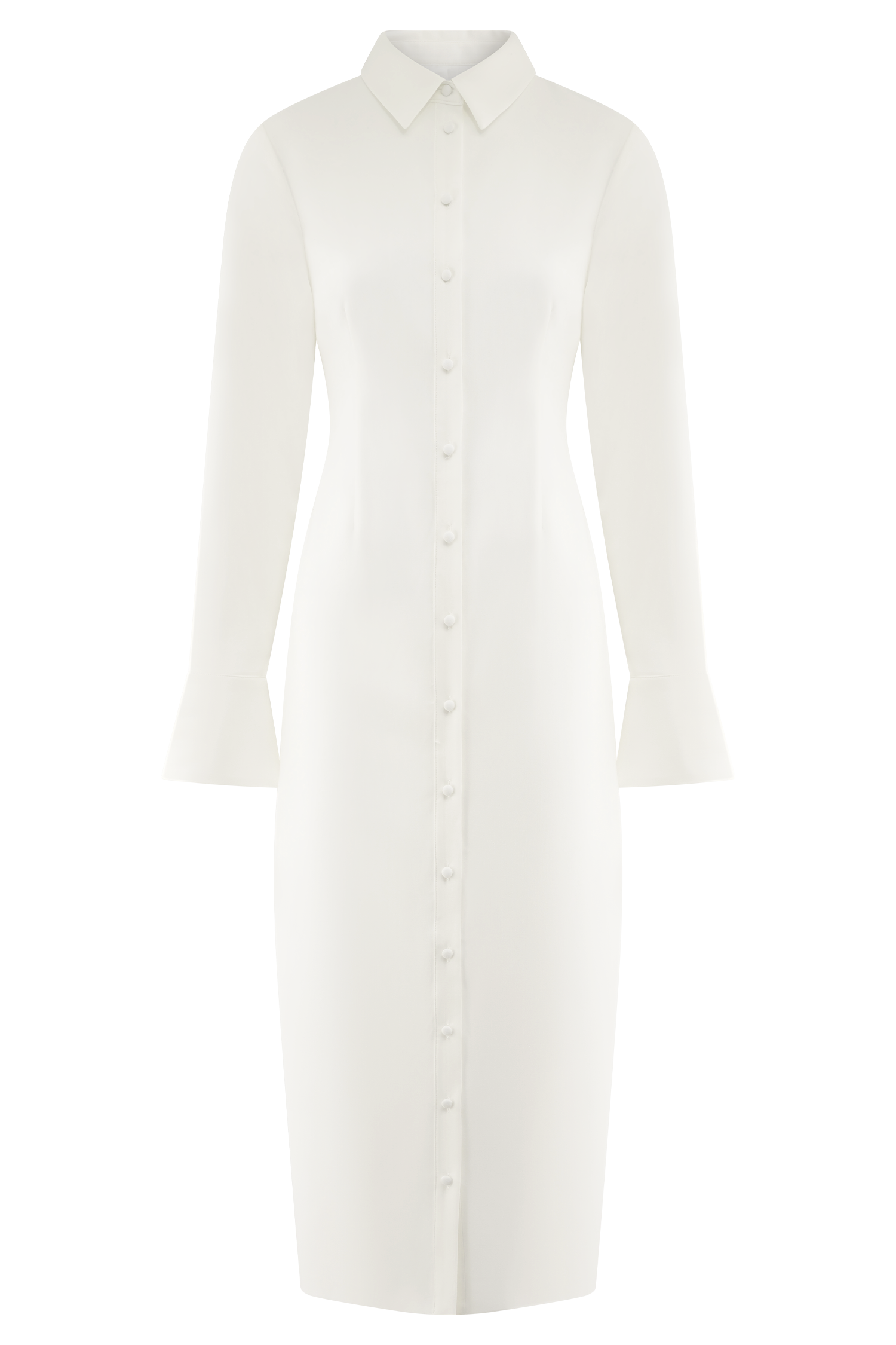 Dorian Fitted Shirt Midi Dress - White