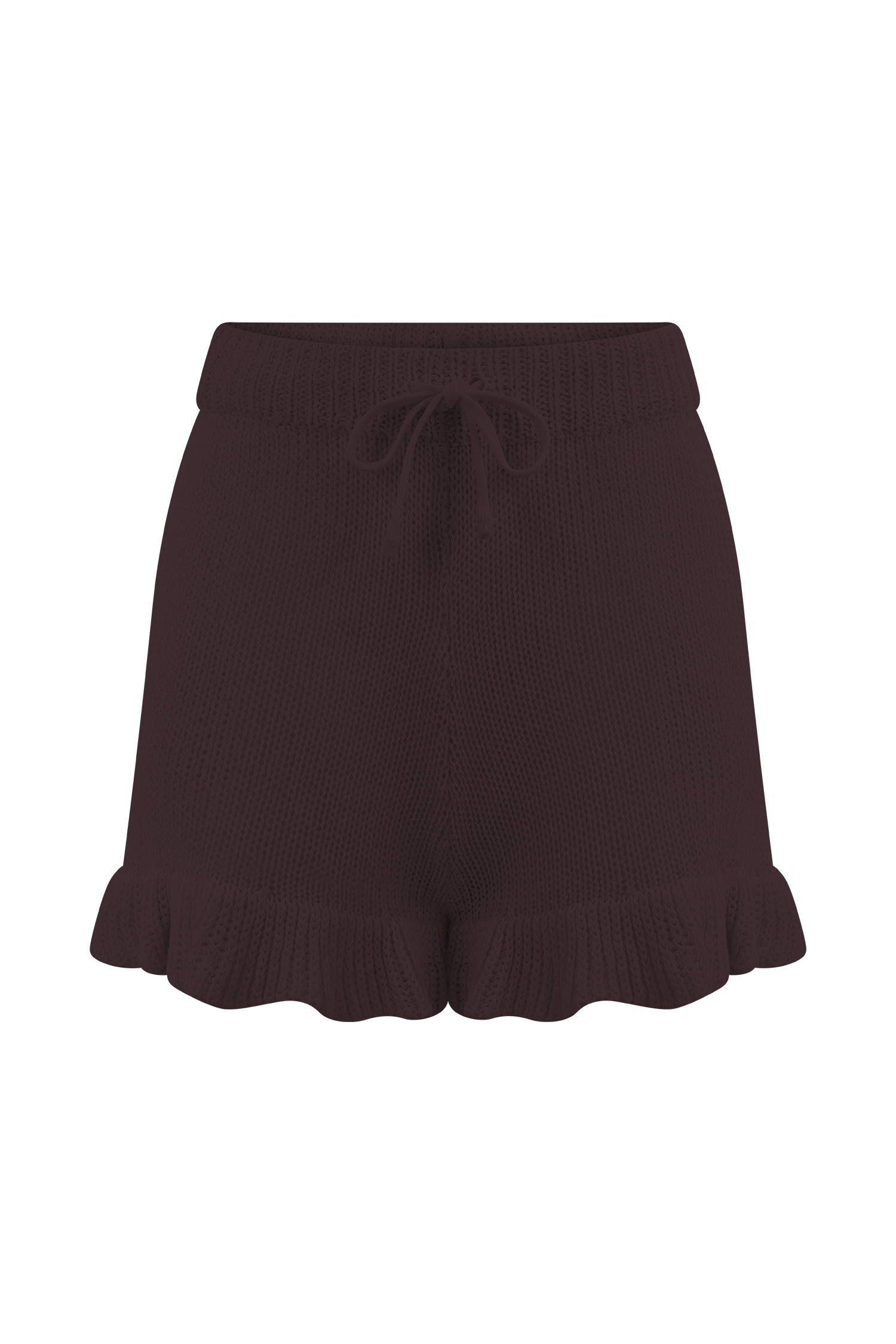 Eleanor Knit Frill Shorts - Chocolate
