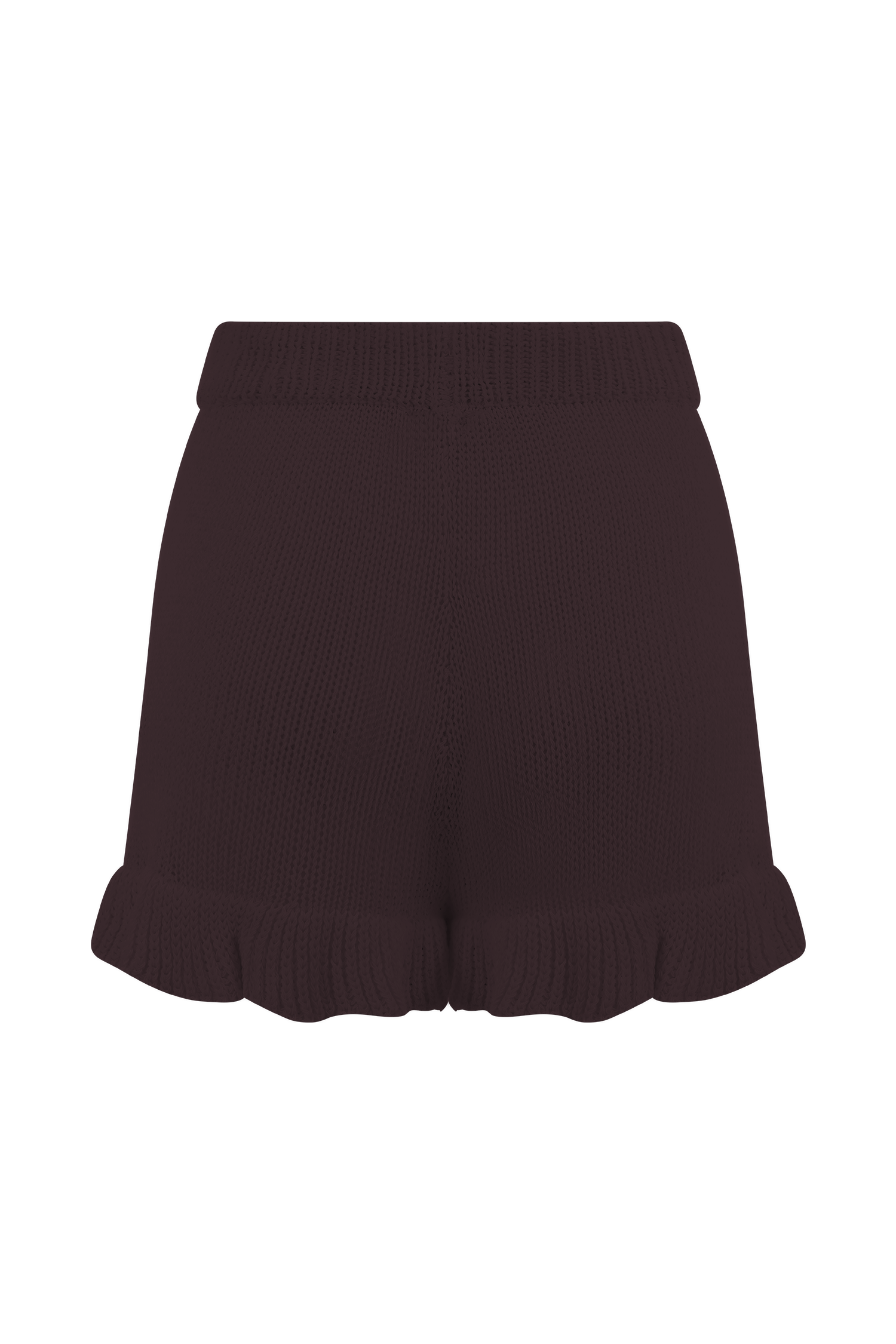 Eleanor Knit Frill Shorts - Chocolate