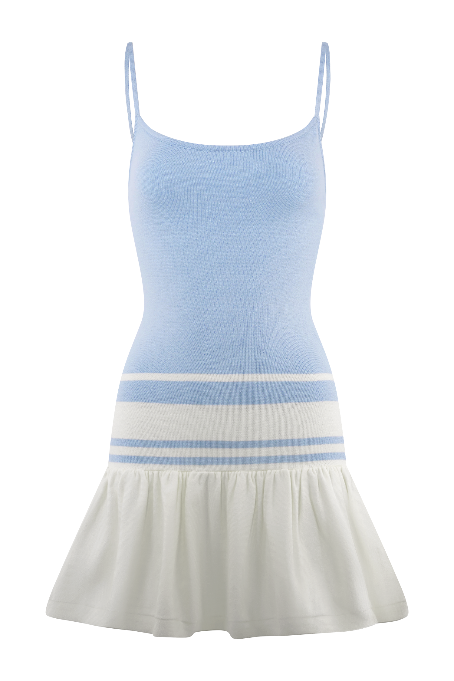 Ellison Contrast Knit Mini Dress - Blue/White