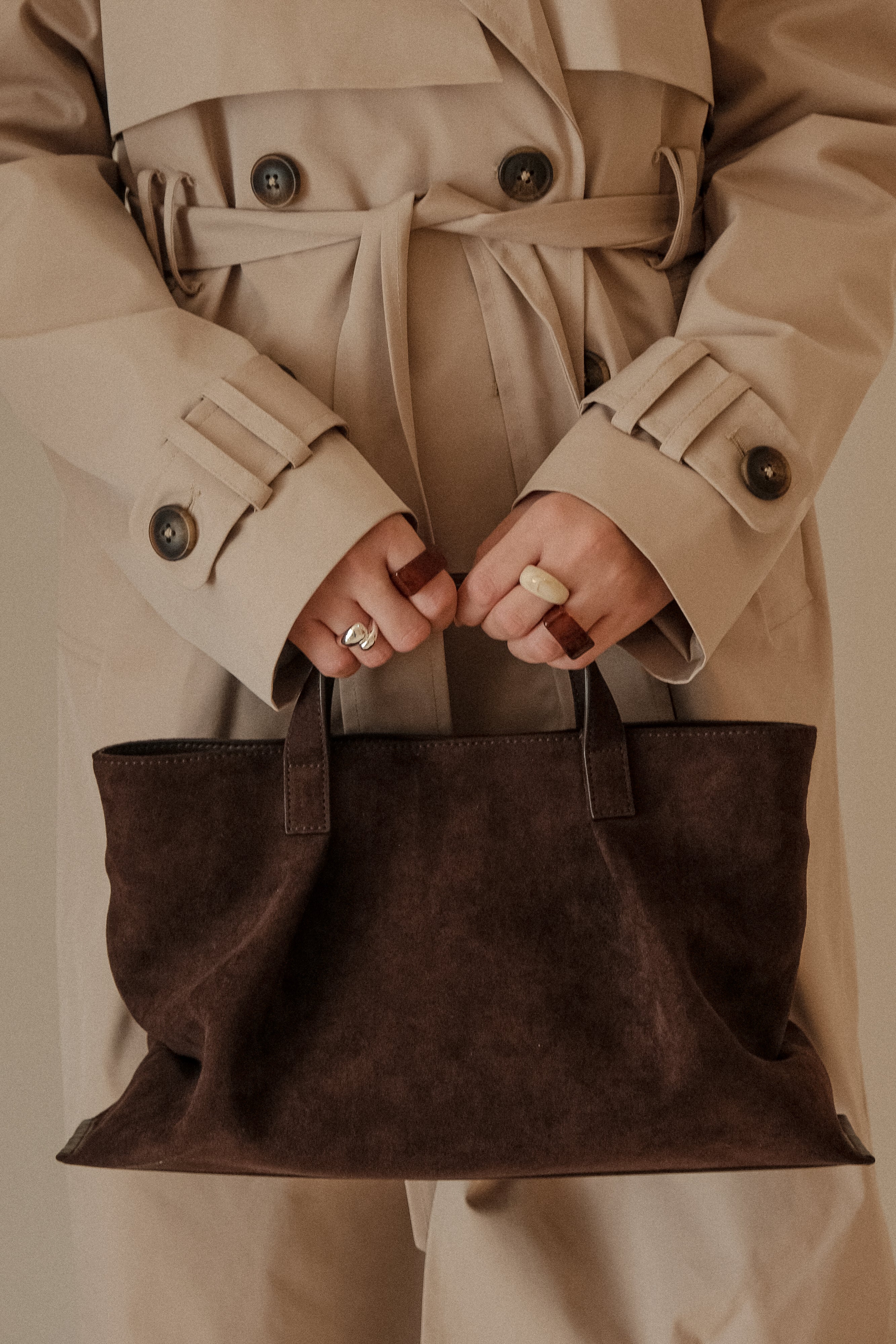 Baylor Faux Suede Bag - Chocolate