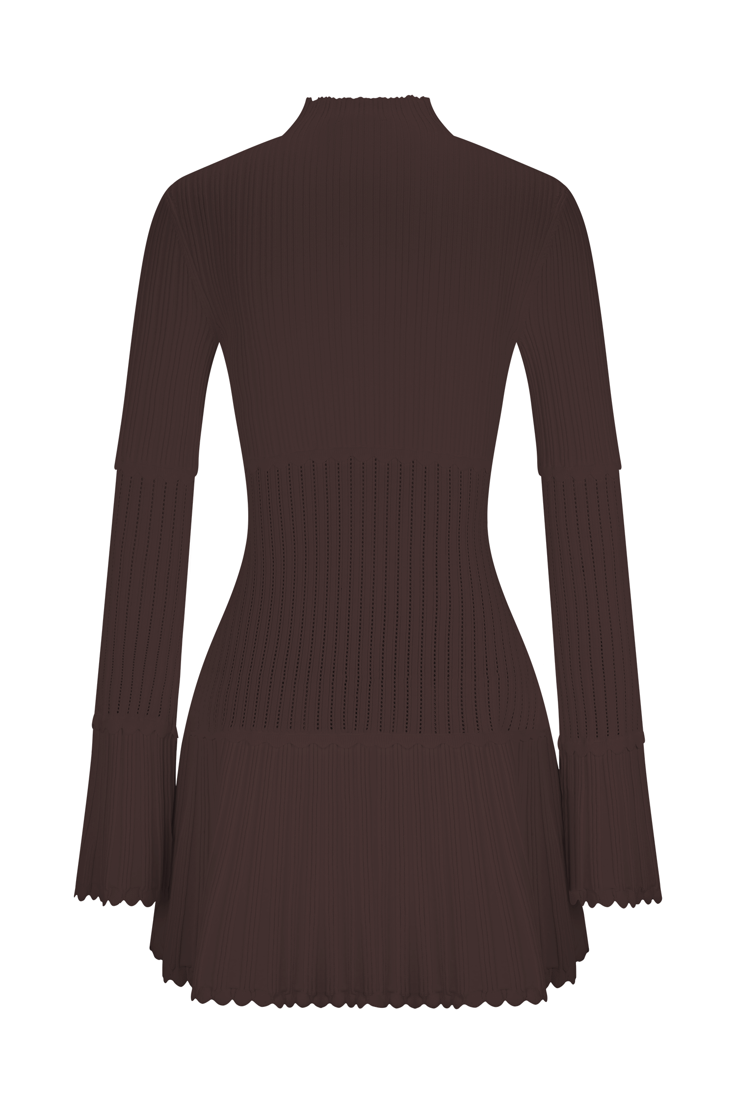 Adena Pointelle Knit Mini Dress - Chocolate