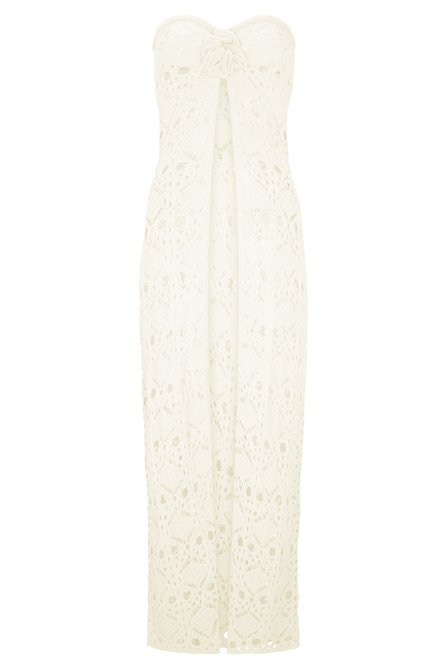 Aeline Strapless Crochet Knit Top - Ivory