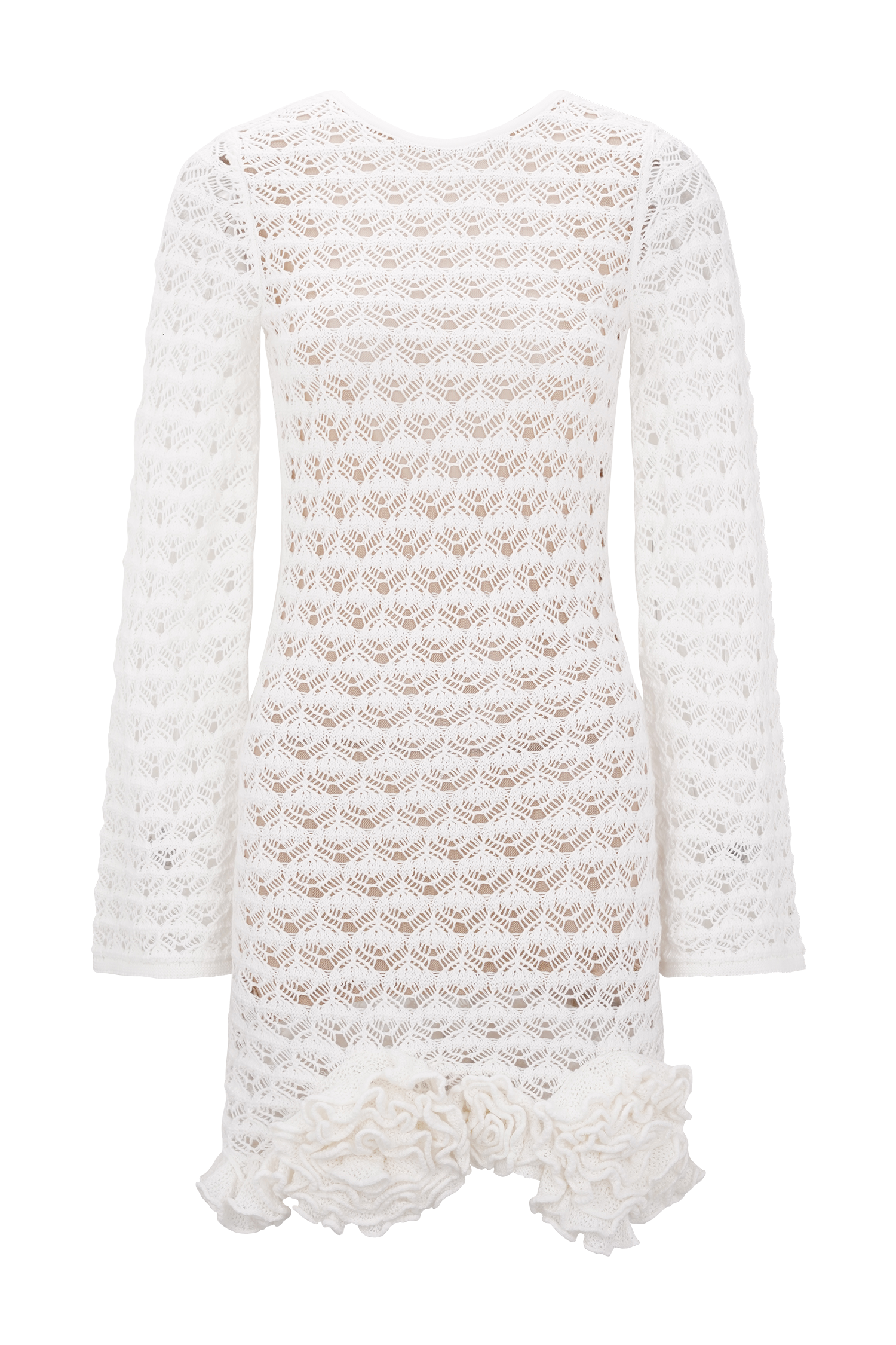 Aileen Ruffle Crochet Mini Dress - Ivory