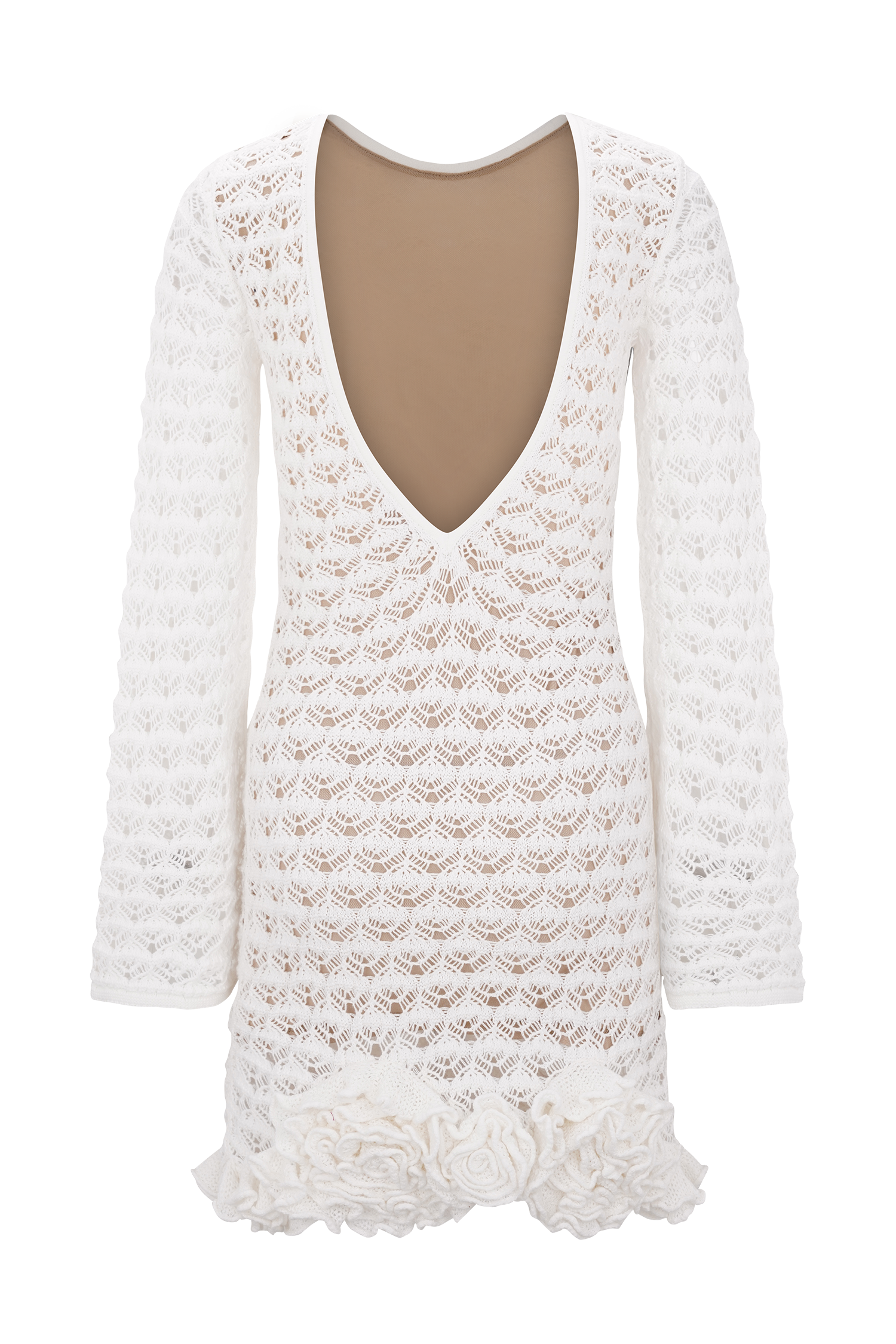 Aileen Ruffle Crochet Mini Dress - Ivory