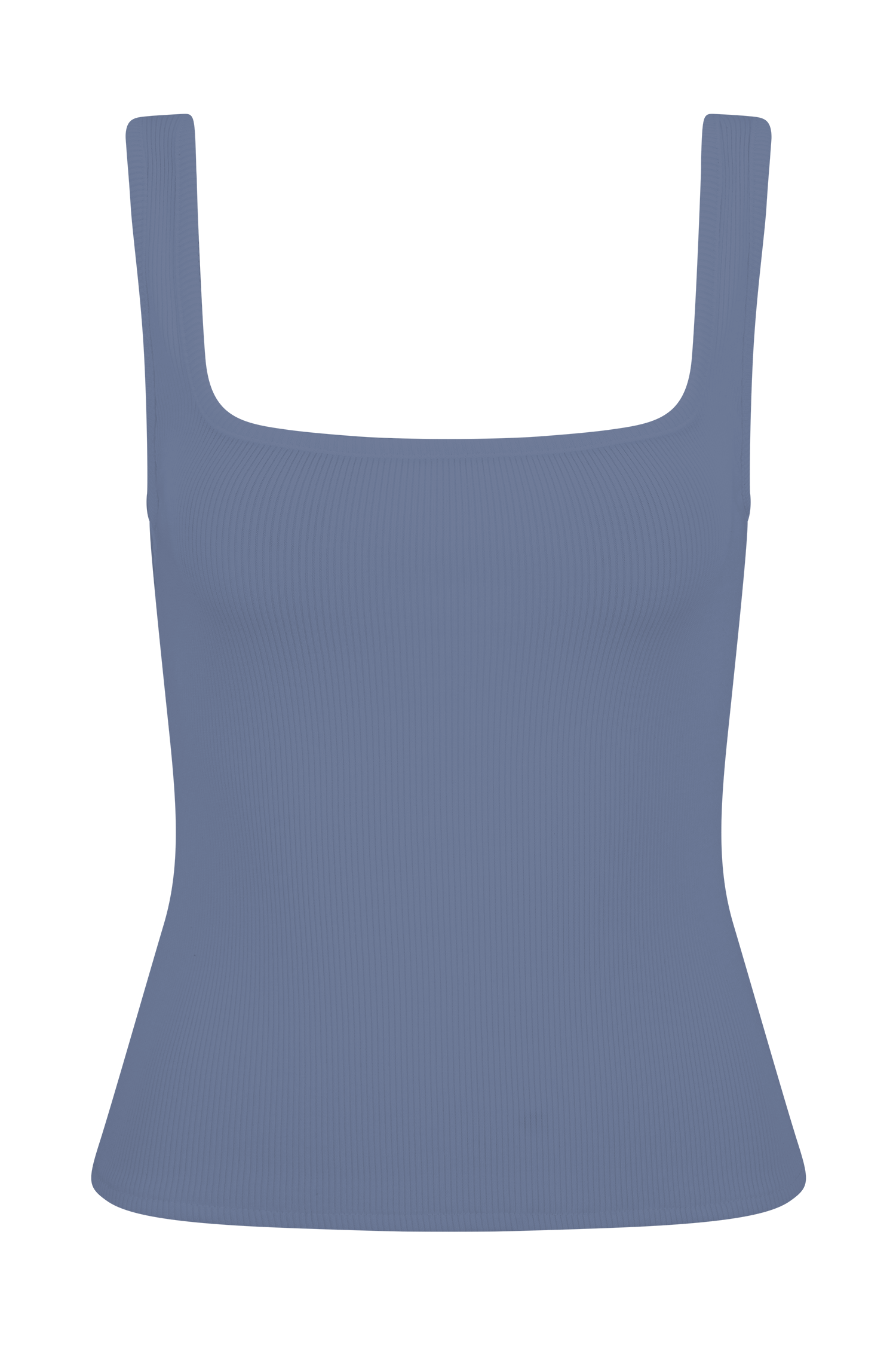 Aisling Ribbed Square Neck Sleeveless Top - Cornflower Blue