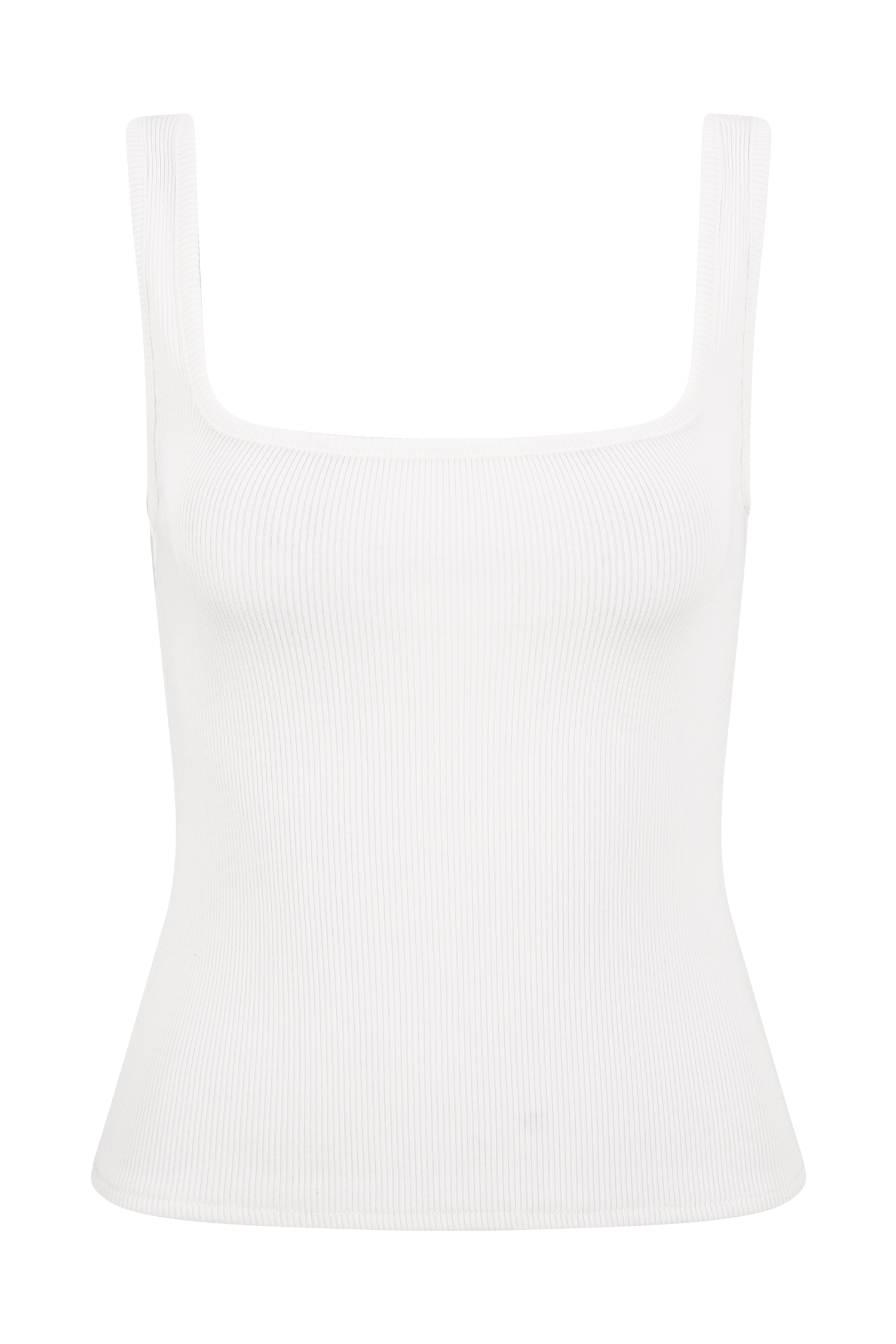 Aisling Ribbed Square Neck Sleeveless Top - Ivory