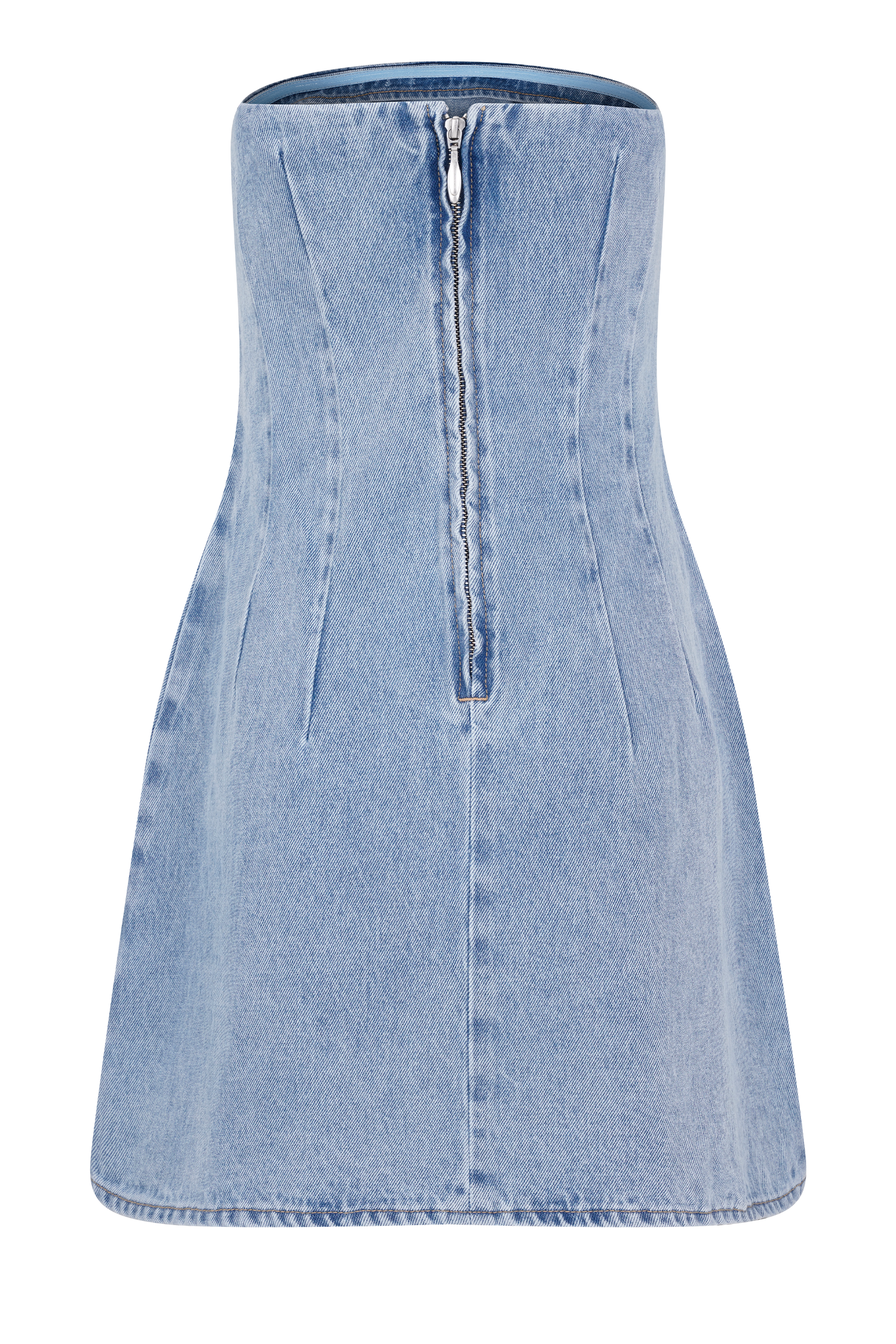 Akira Embroidered Denim Mini Dress - Mid Blue