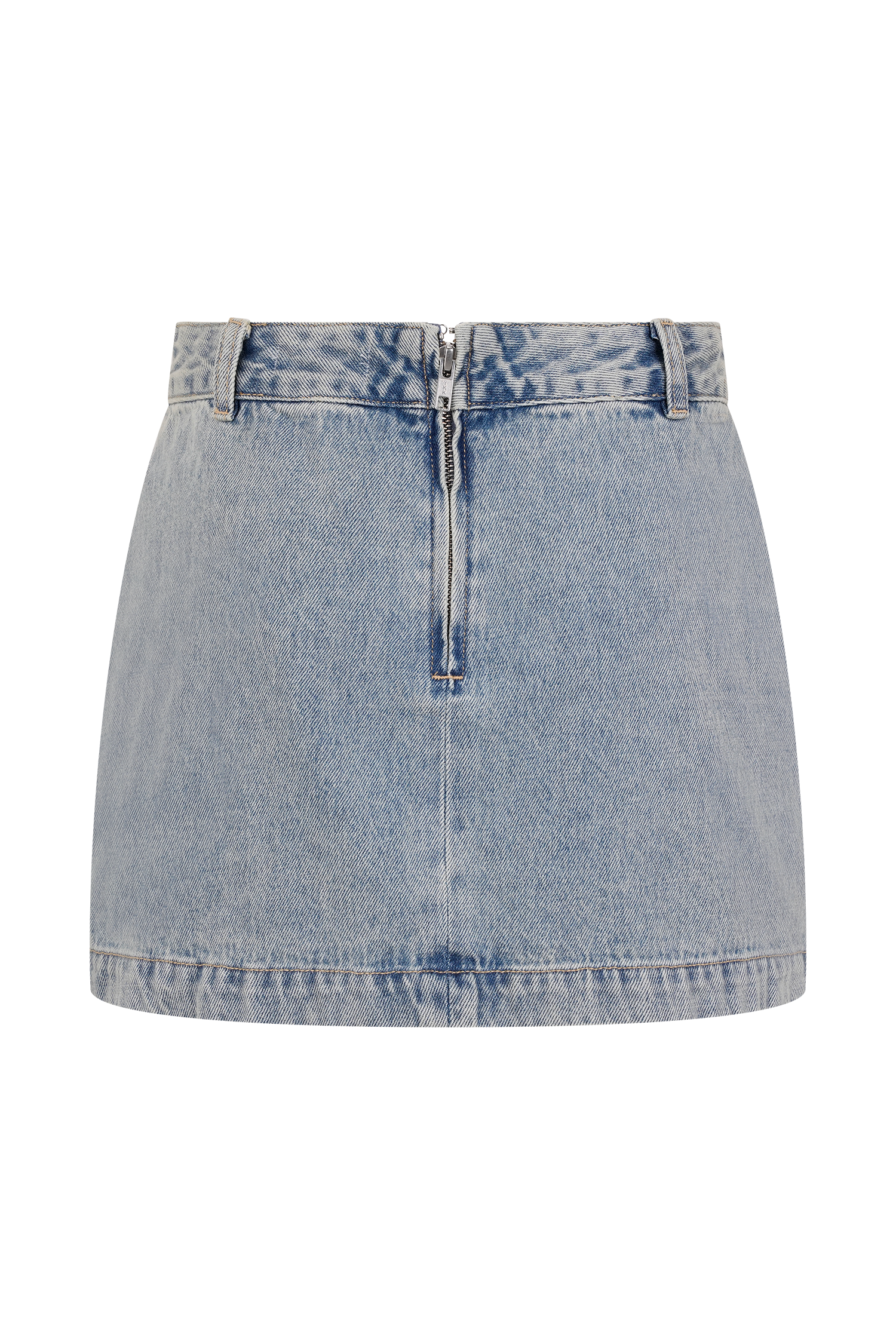 Alessia Embroidered Denim Mini Skirt - Light Vintage