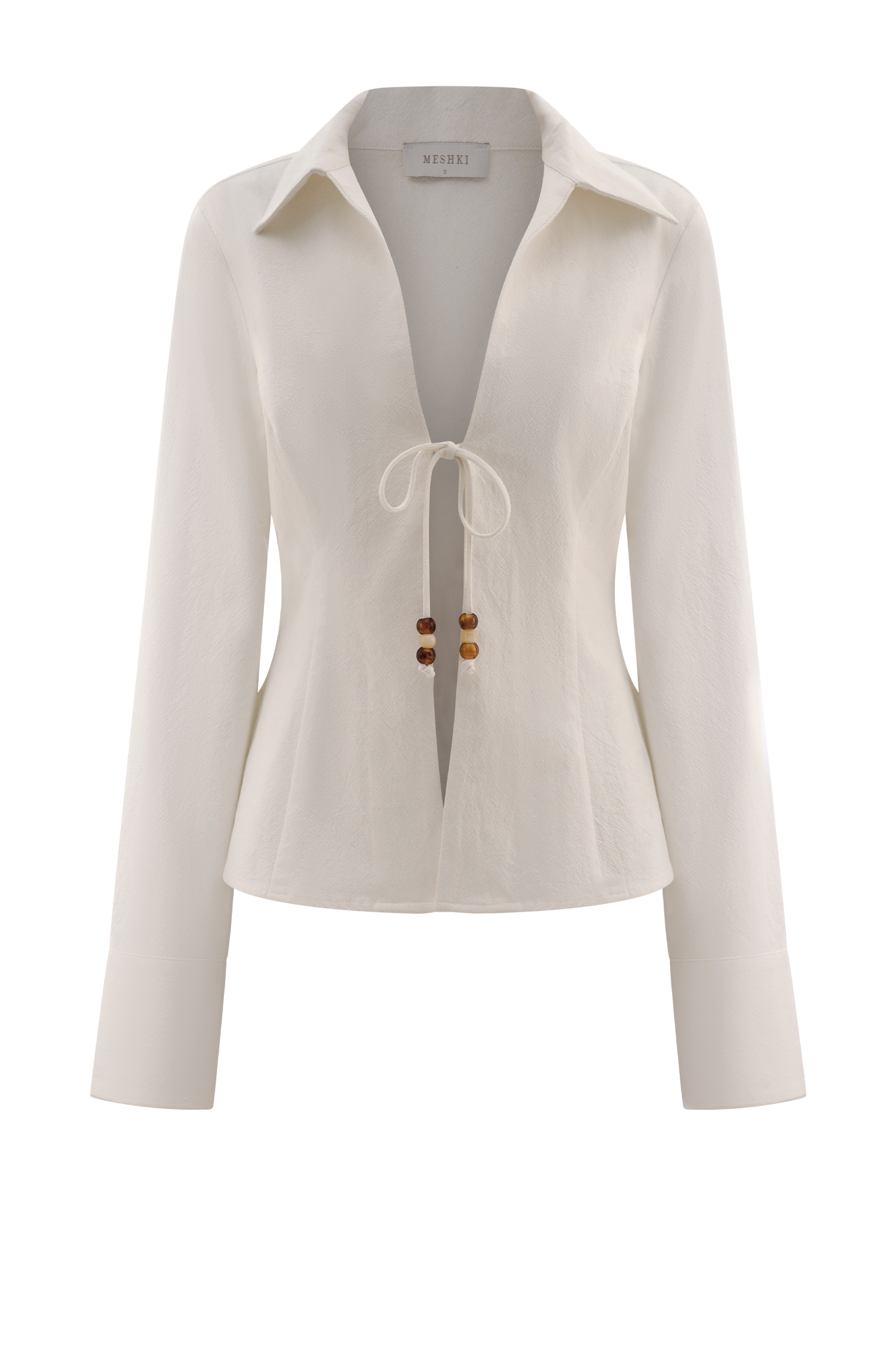 Annalee Cotton Beaded Tie Shirt - White