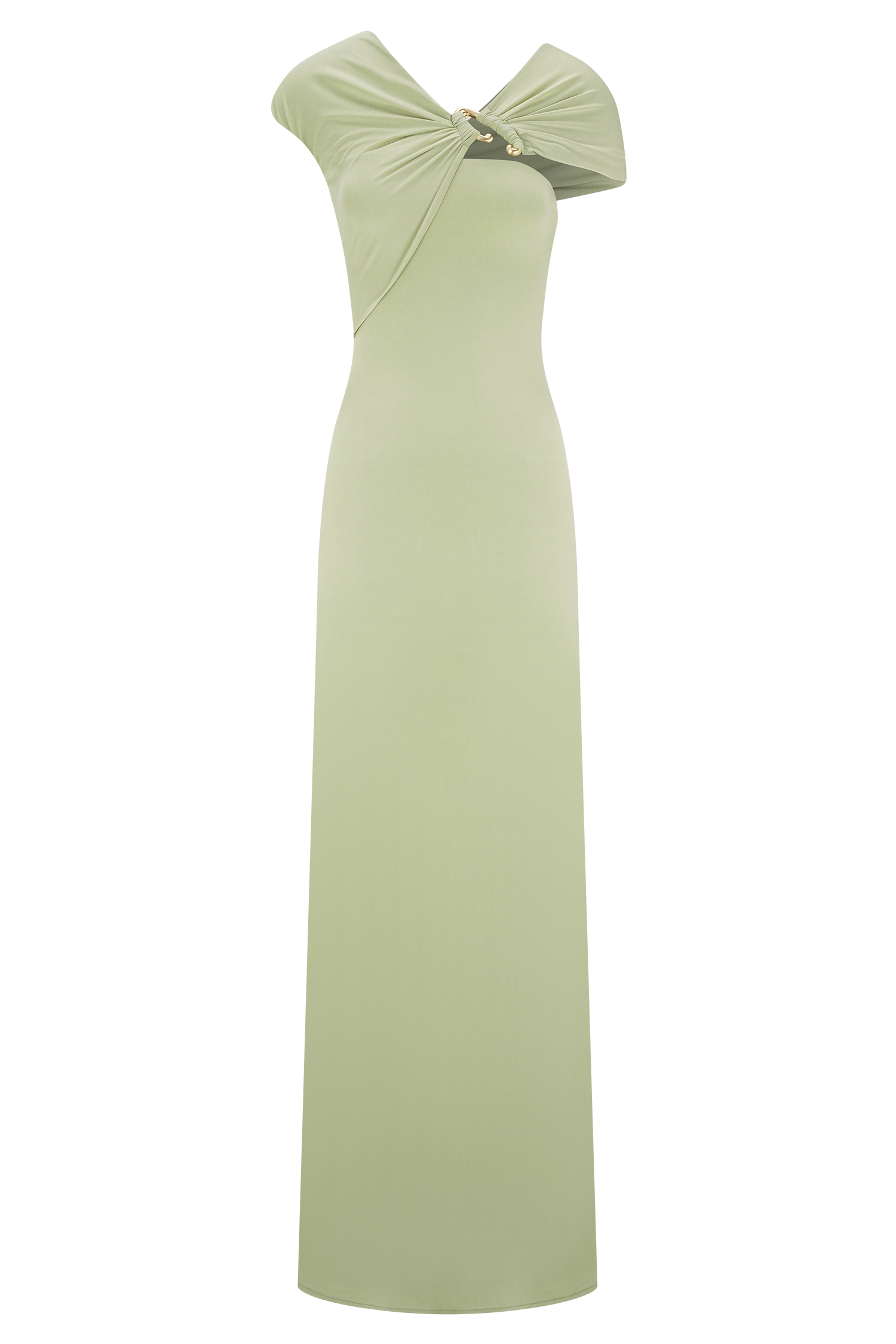 Ashford Asymmetrical Slinky Maxi Dress - Sage