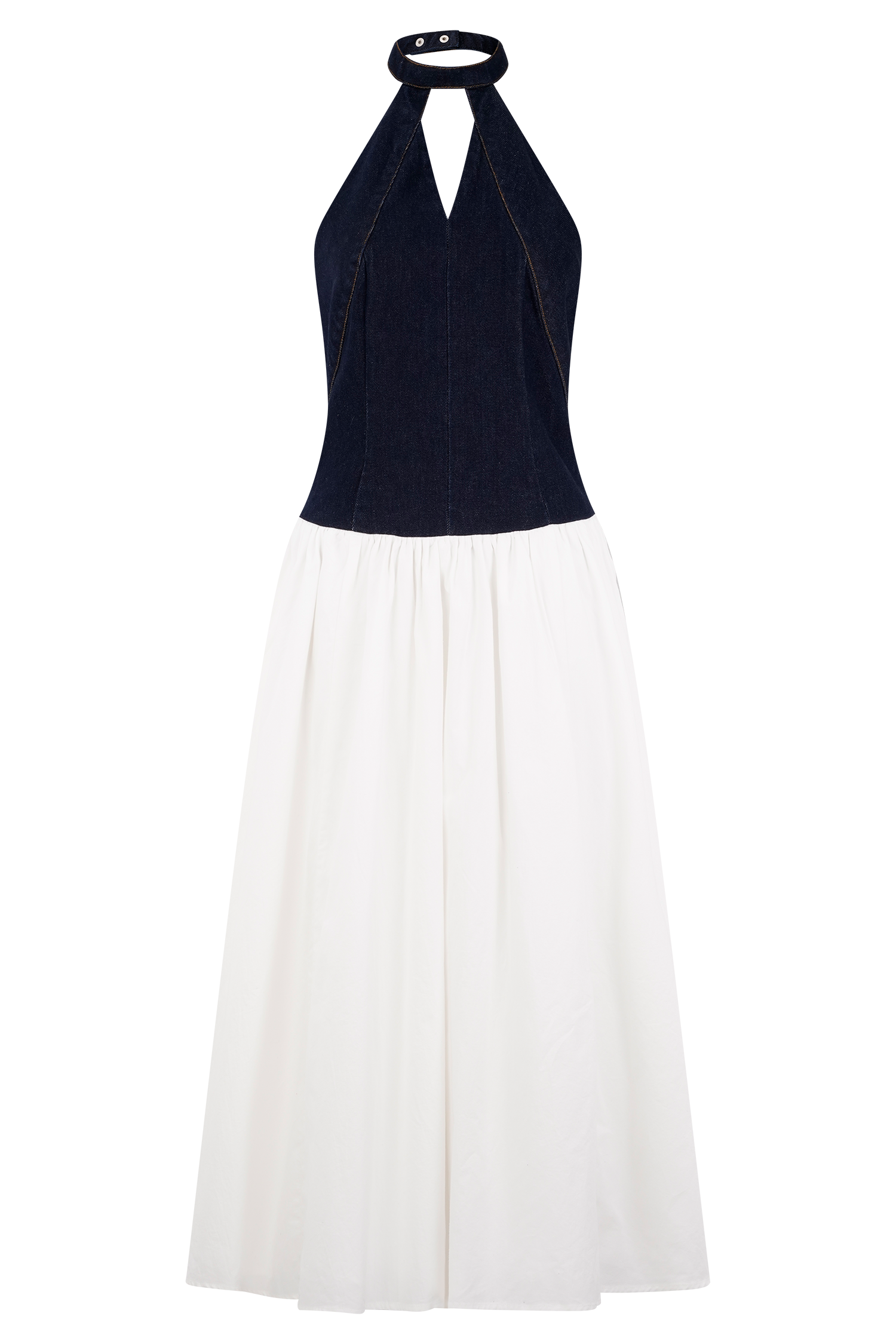 Ashwin Denim Cotton Midi Dress - Indigo Blue