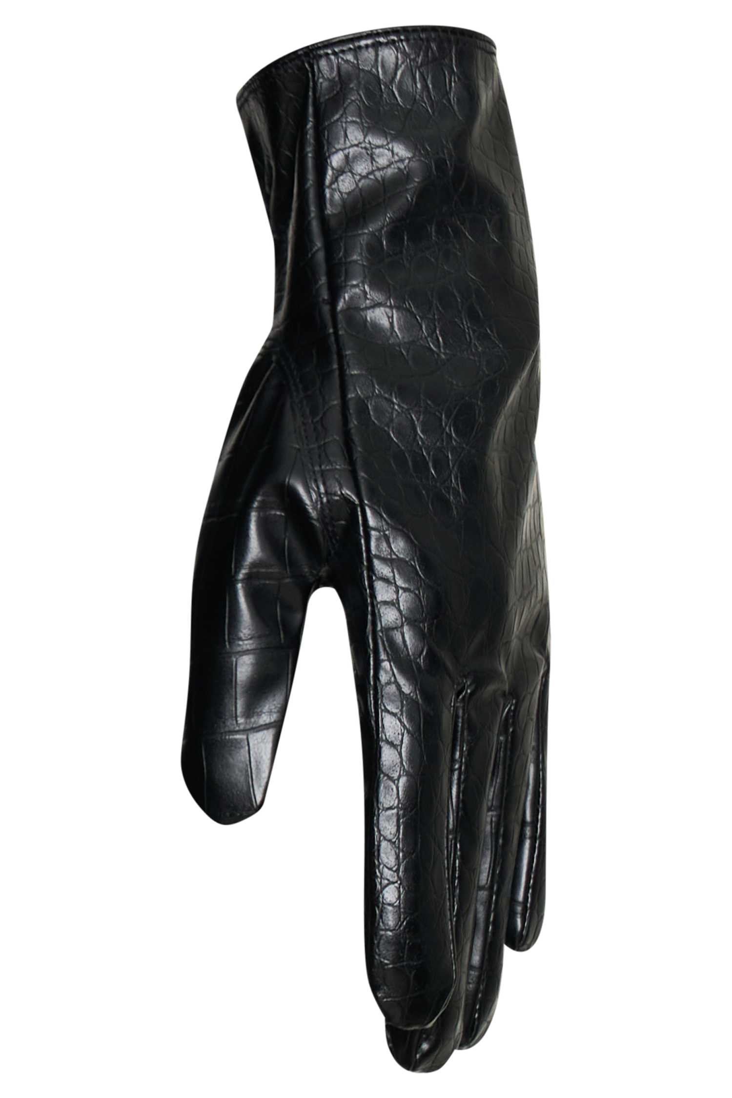 Atlas Faux Leather Crocodile Gloves - Black