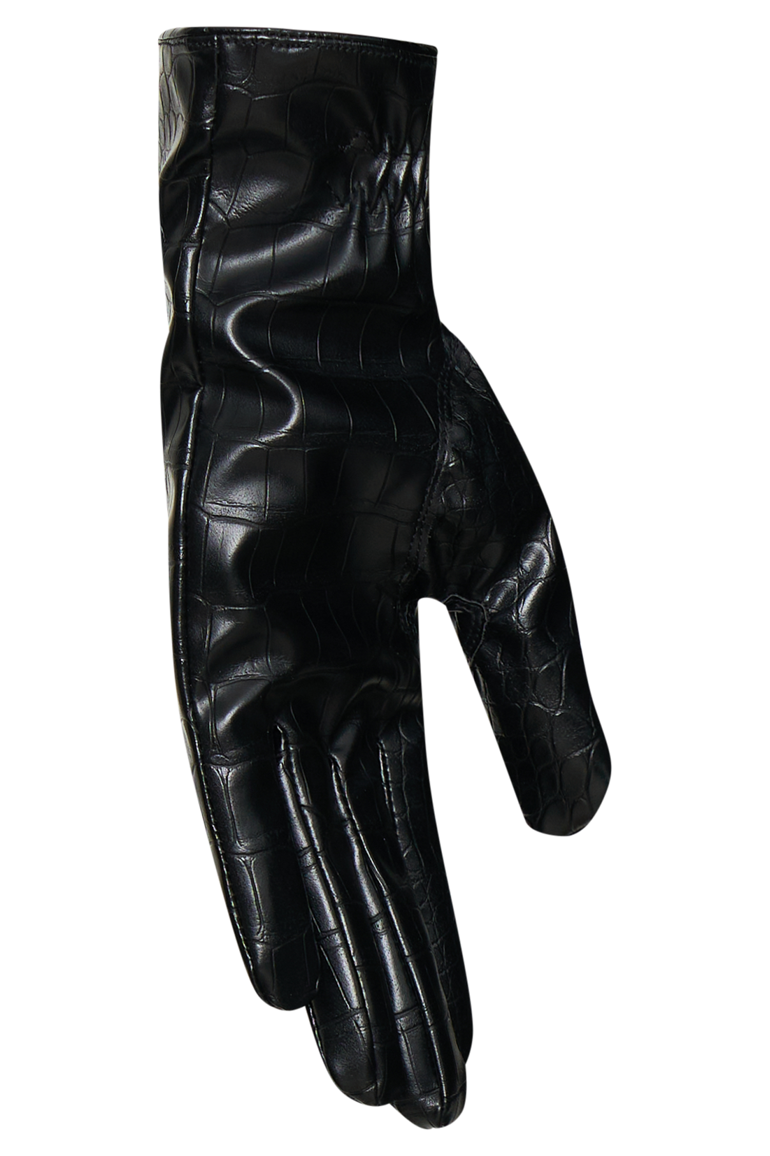 Atlas Faux Leather Crocodile Gloves - Black