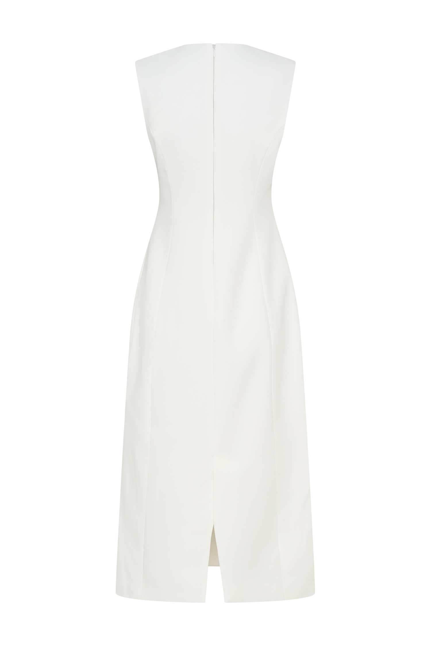 Audrine Suiting Sleeveless Midi Dress - Ivory