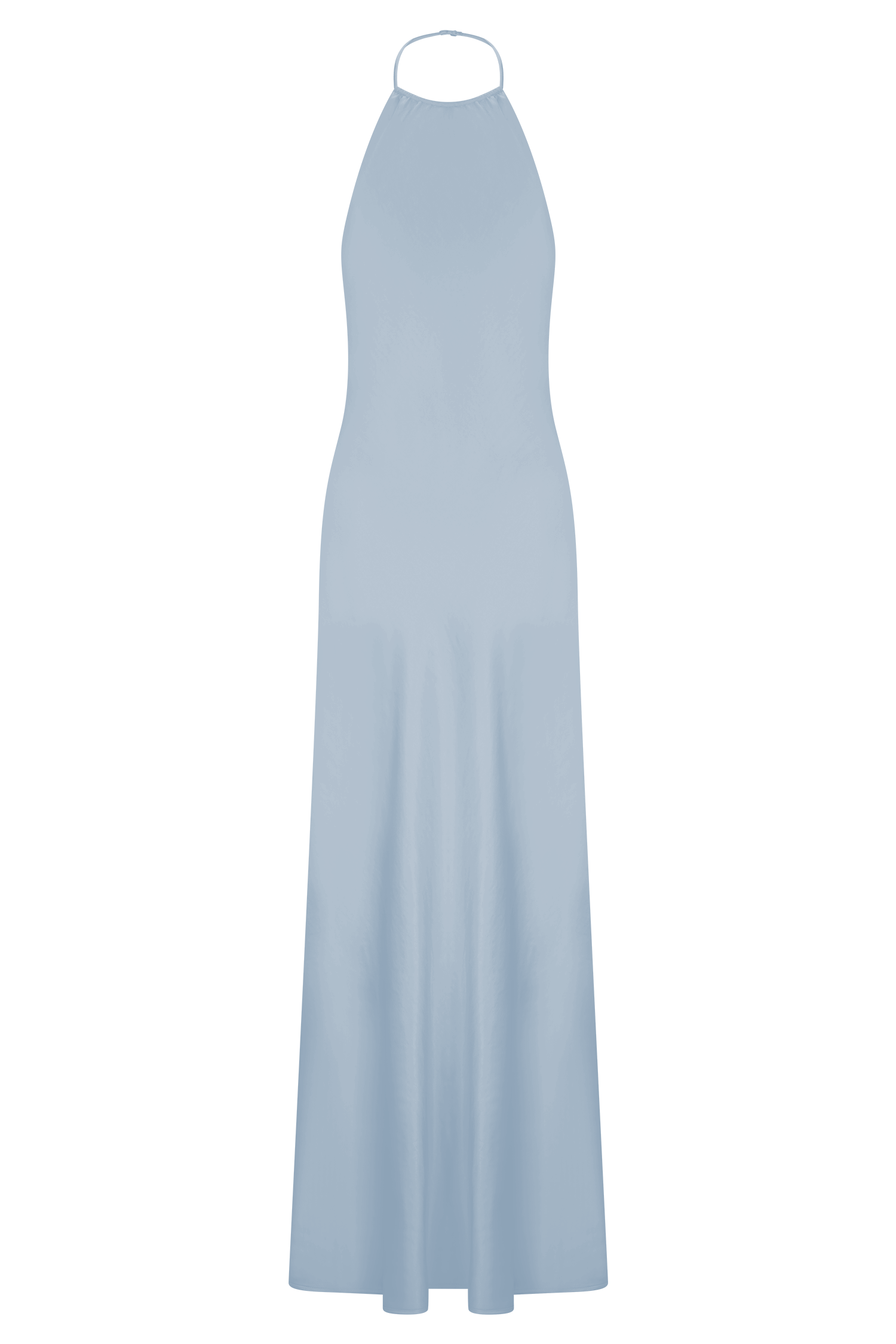 Bella Satin Halter Maxi Dress - Frosted Blue