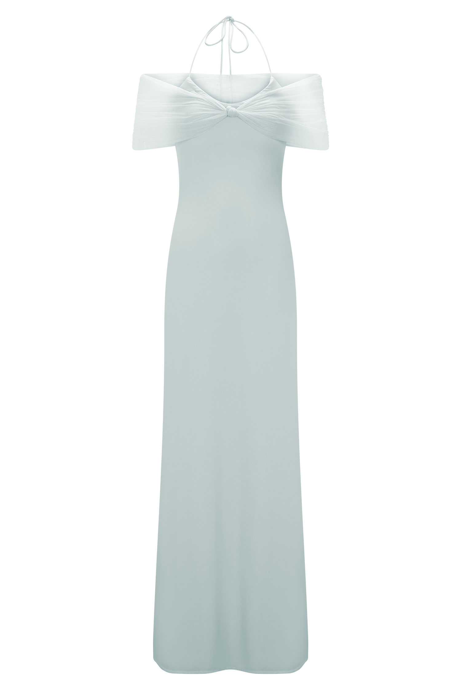 Bernadina Mesh And Slinky Halter Maxi Dress - Pale Blue