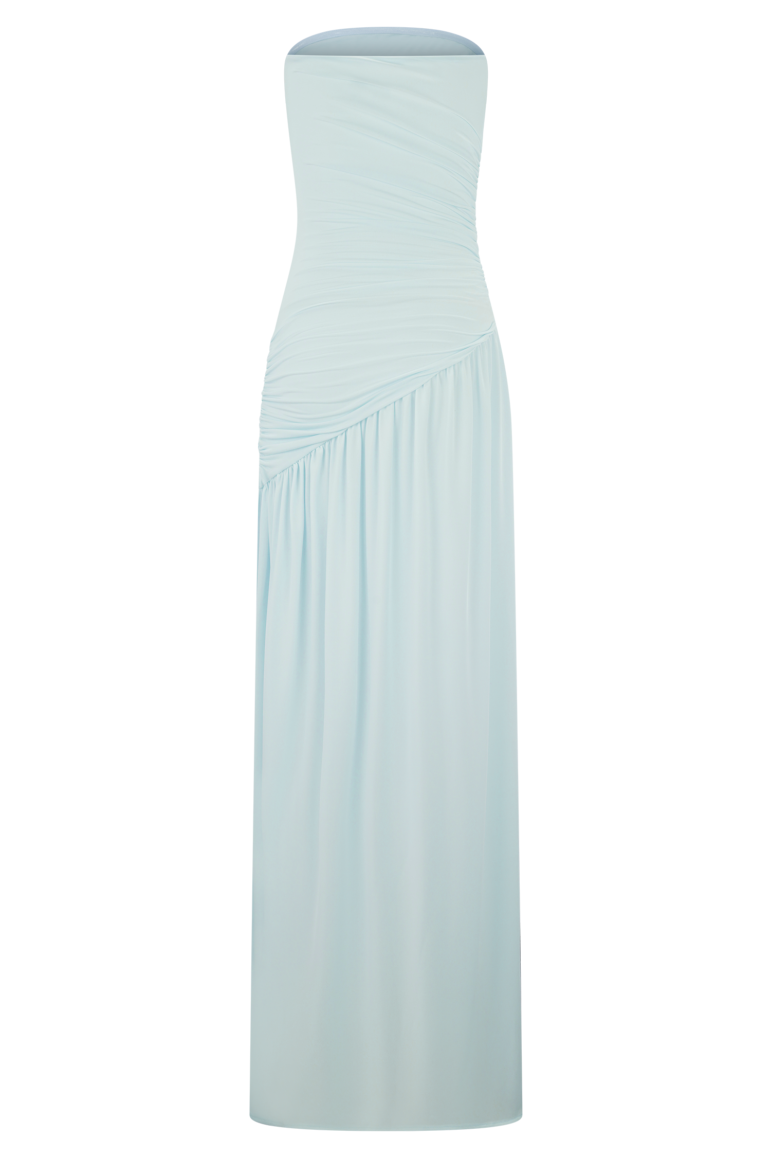 Bex Strapless Slinky Maxi Dress With Split - Pale Blue