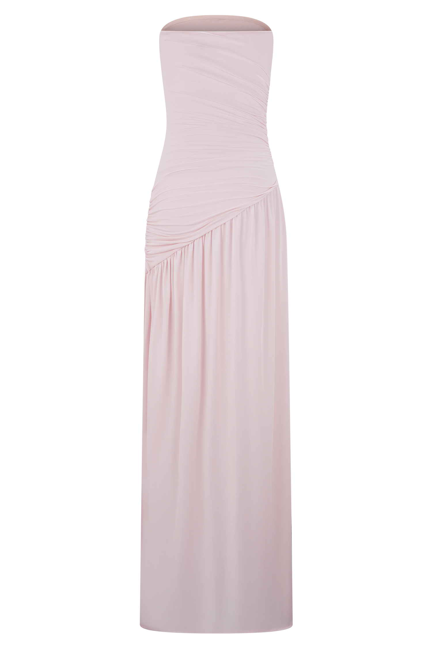 Bex Strapless Slinky Maxi Dress With Split - Pale Pink