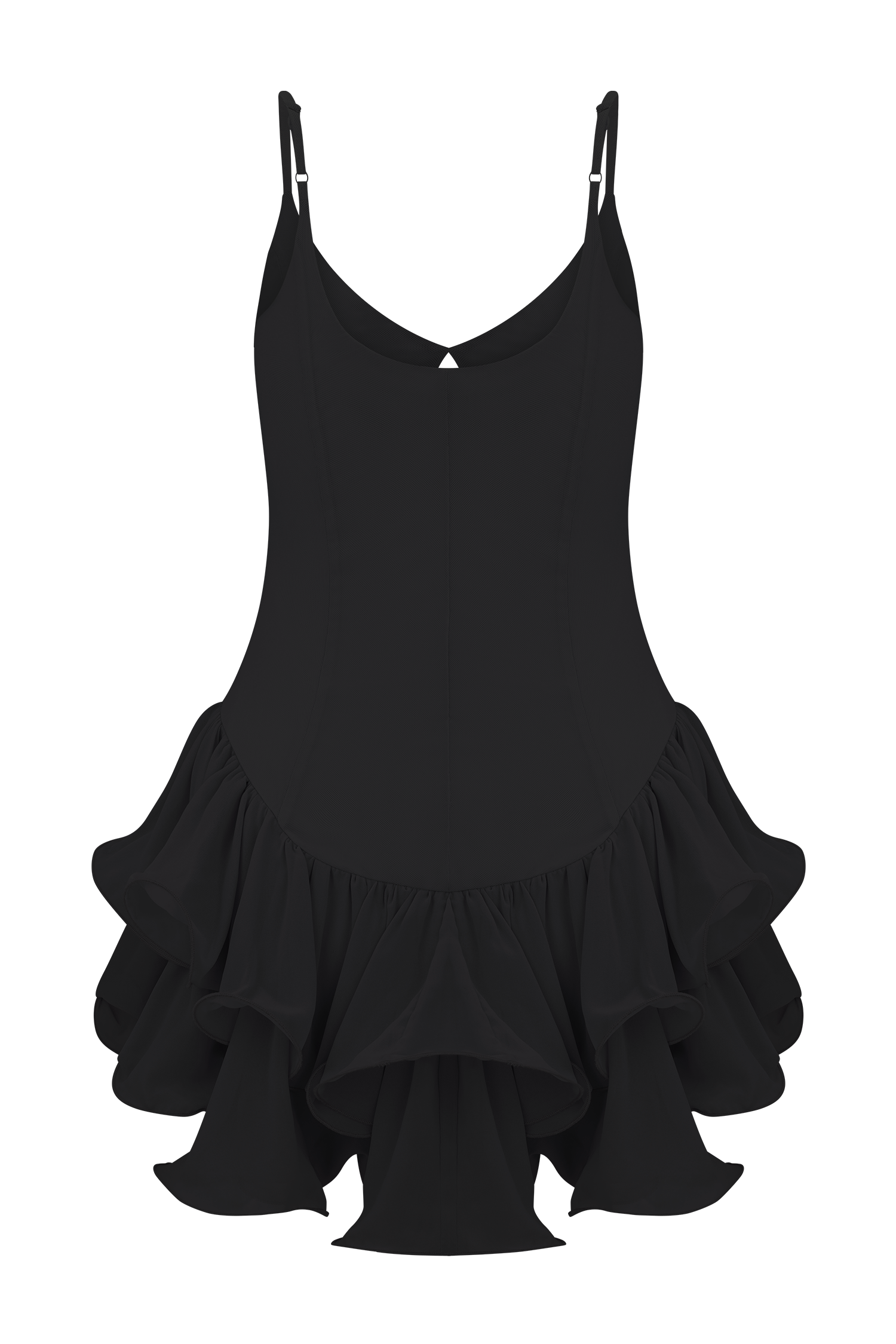 Calantha Ruffle Mesh Mini Dress - Black