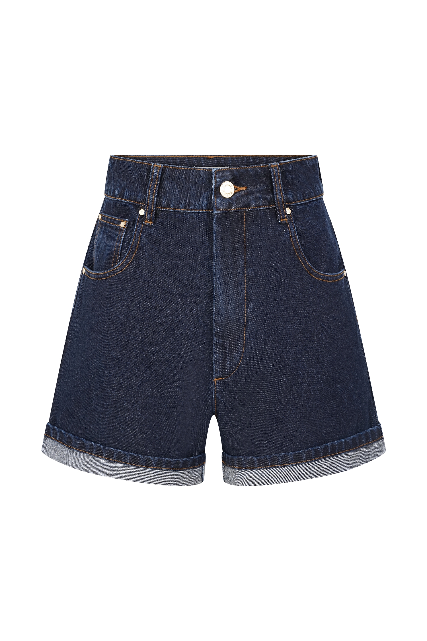 Carlene Cuffed Denim Shorts - Indigo Blue