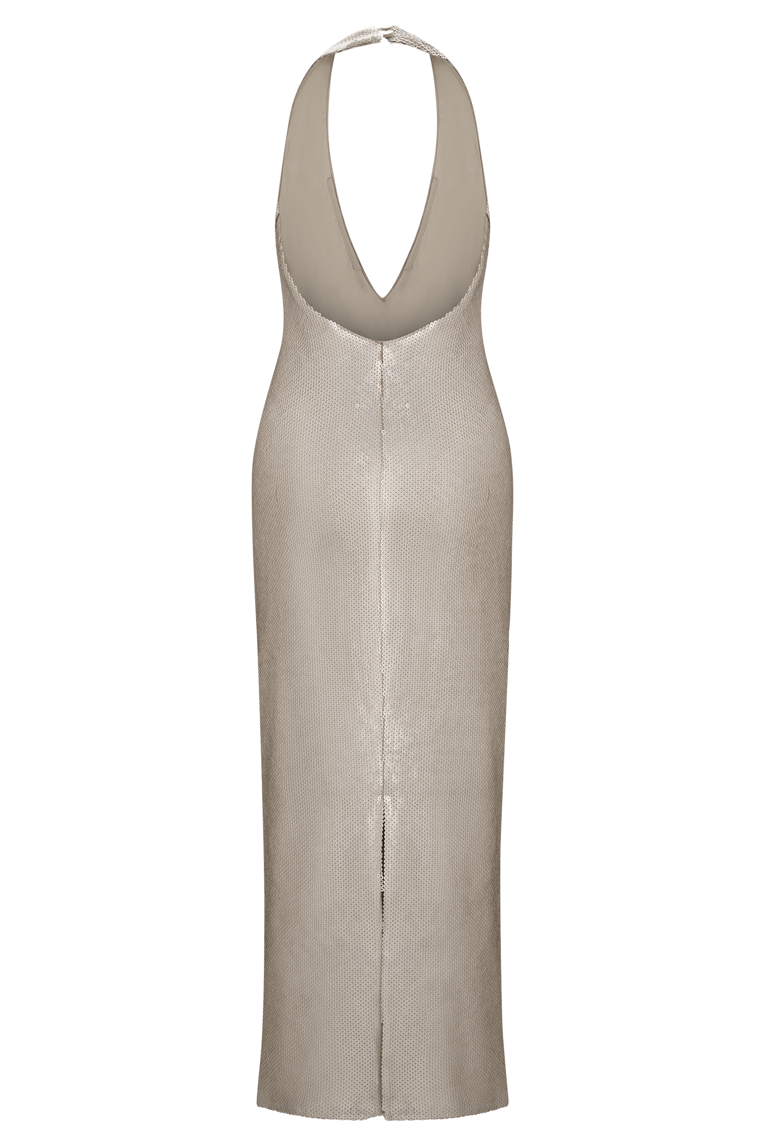 Carnation Sequin Halter Midi Dress - Gold