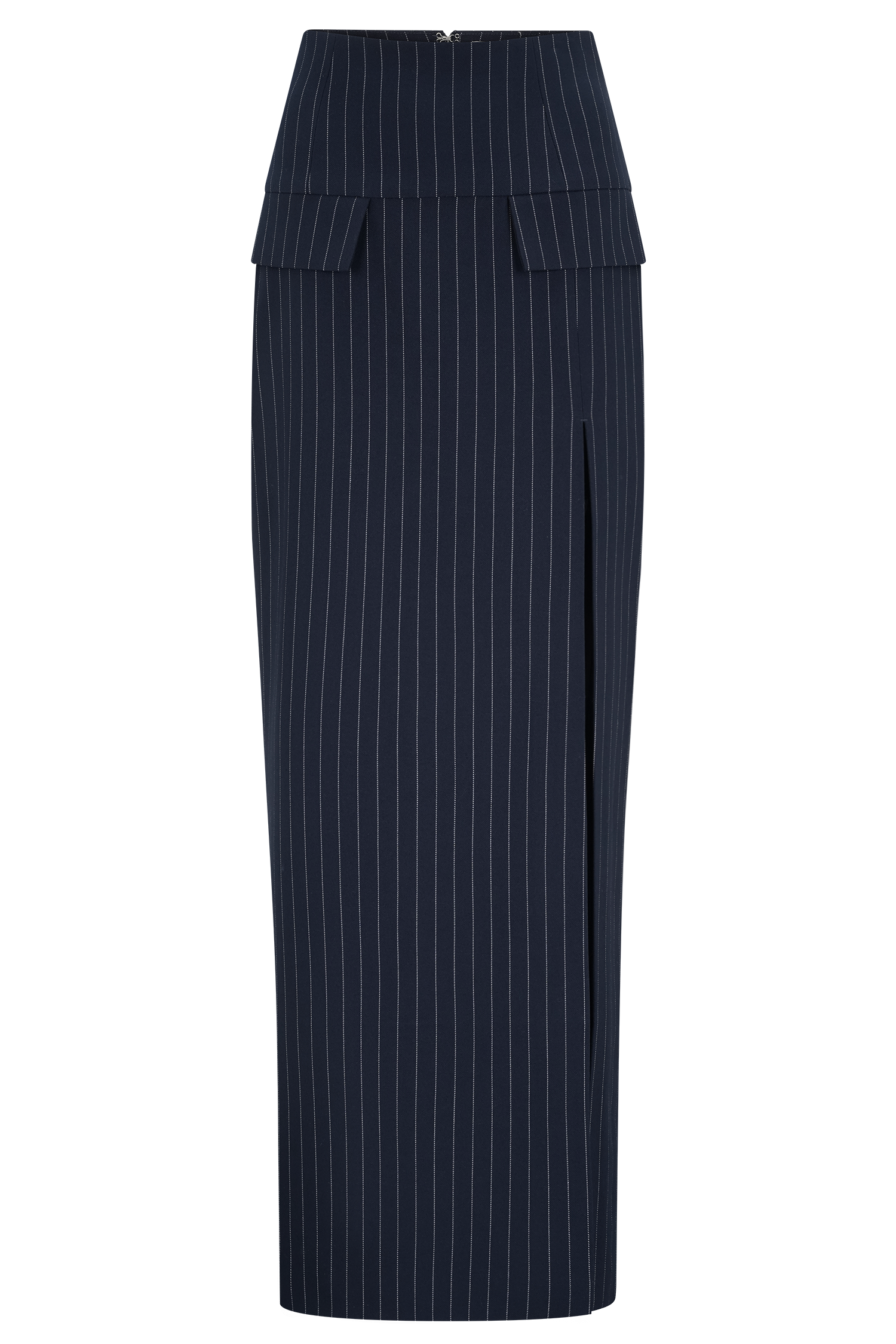 Cassie Column Maxi Skirt - Navy Pinstripe