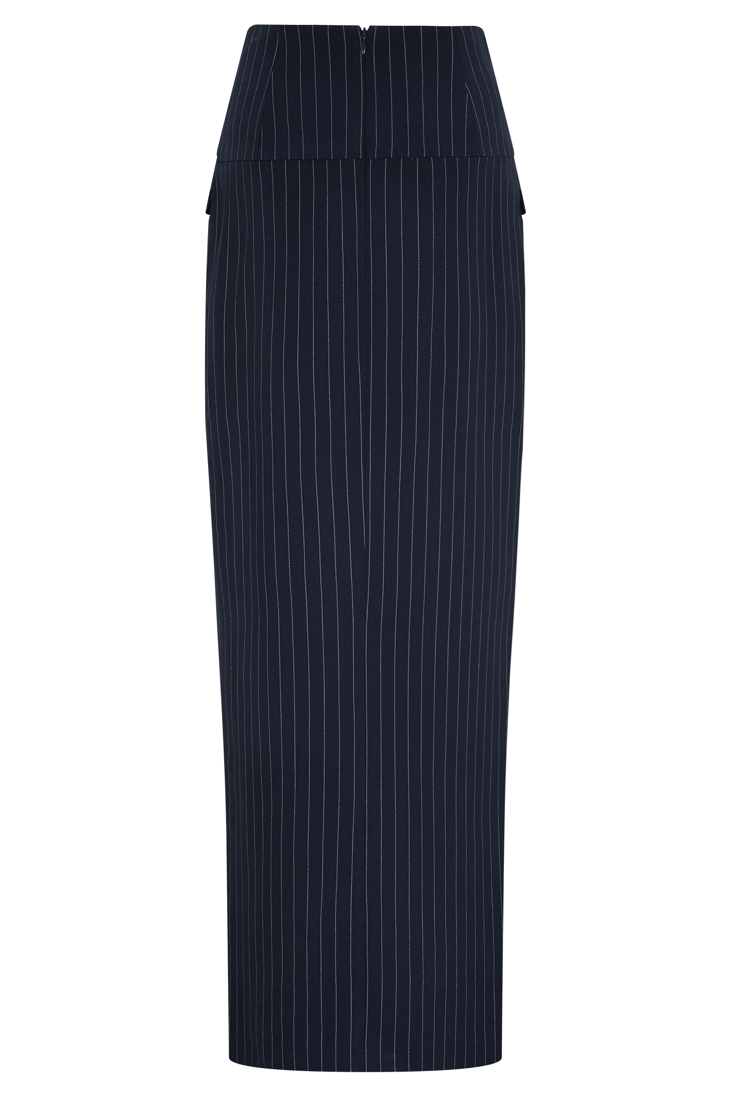 Cassie Column Maxi Skirt - Navy Pinstripe