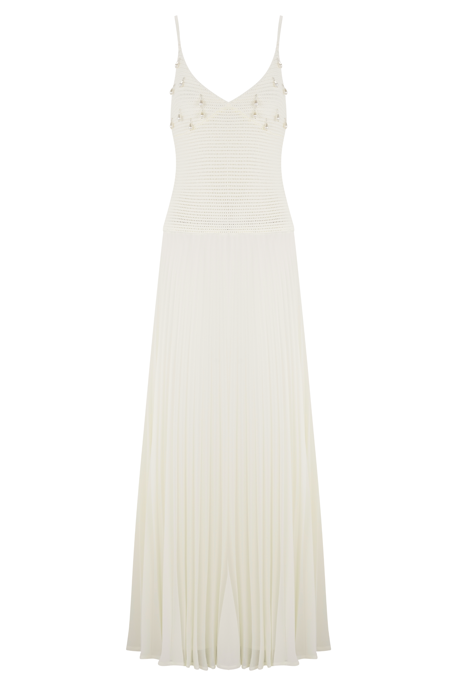 Catherine Crochet Pearl Maxi Dress - White