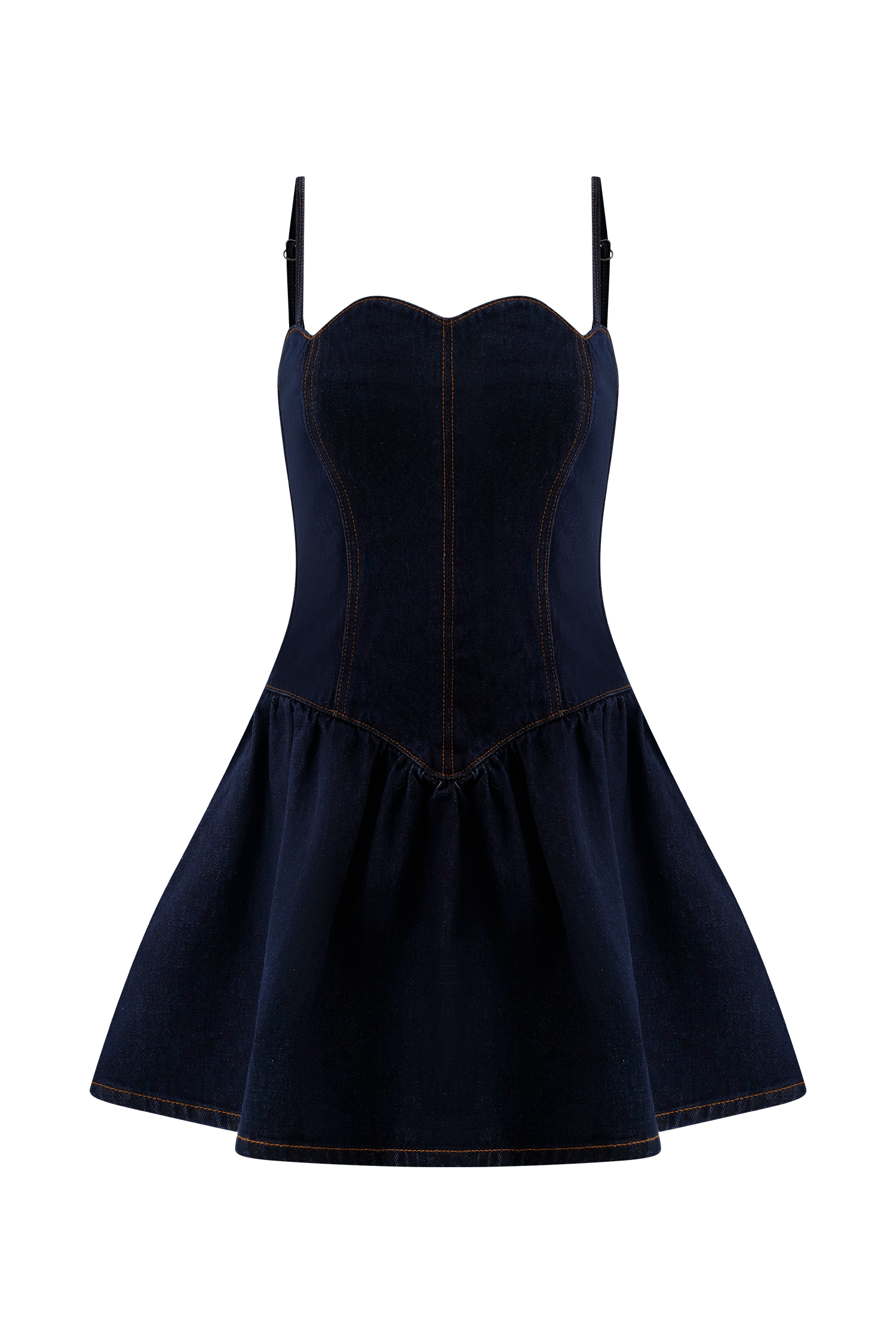 Cheyenne Scallop Denim Mini Dress - Indigo Blue