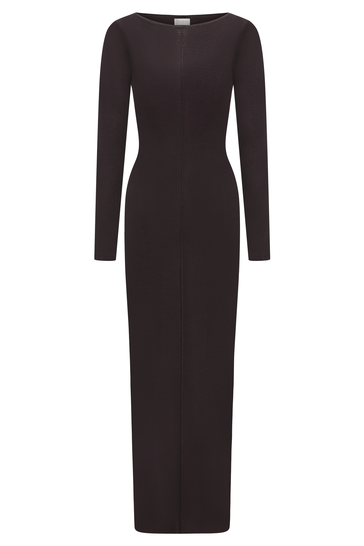 Cleona Merino Wool Ribbed Long Sleeve Maxi Dress - Deep Chocolate