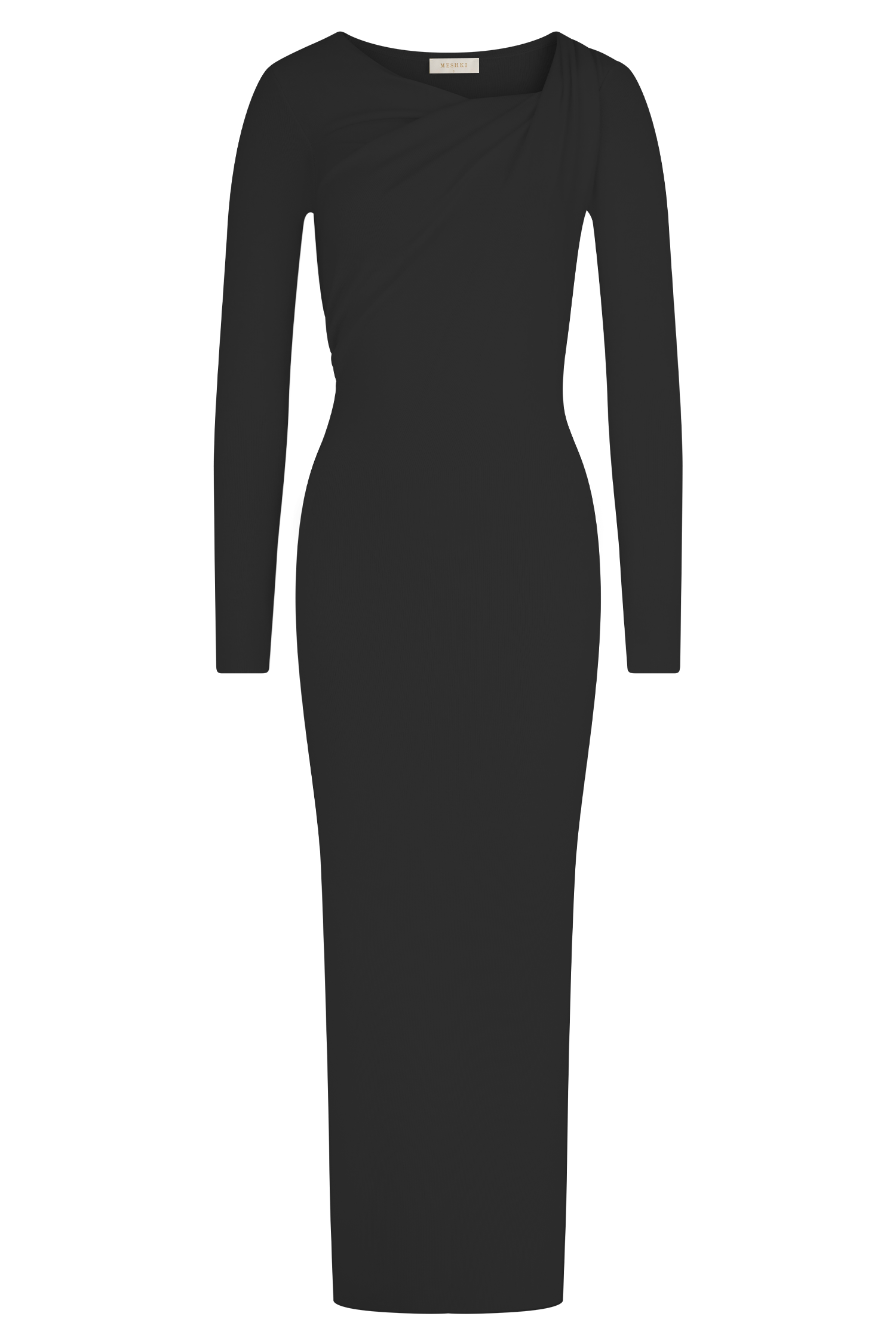 Culver Draped Twist Knit Midi Dress - Black