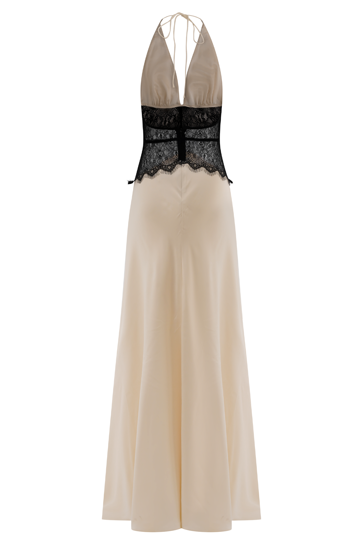 Dinah Lace And Satin Maxi Dress - Black/Ivory