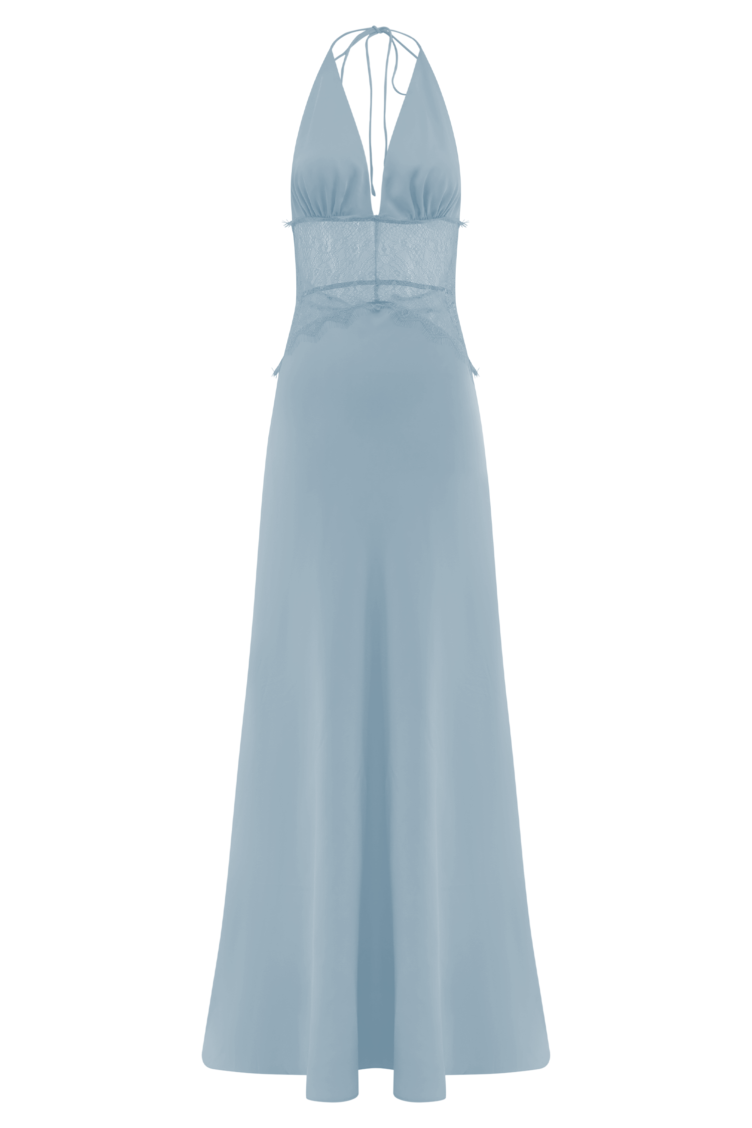 Dinah Lace And Satin Maxi Dress - Cornflower Blue