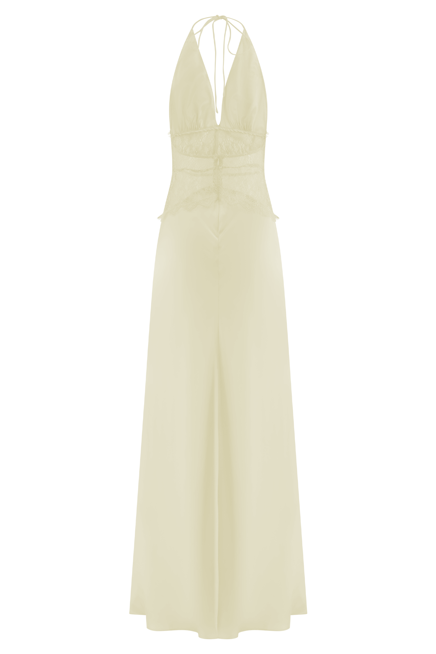 Dinah Lace And Satin Maxi Dress - Lemon