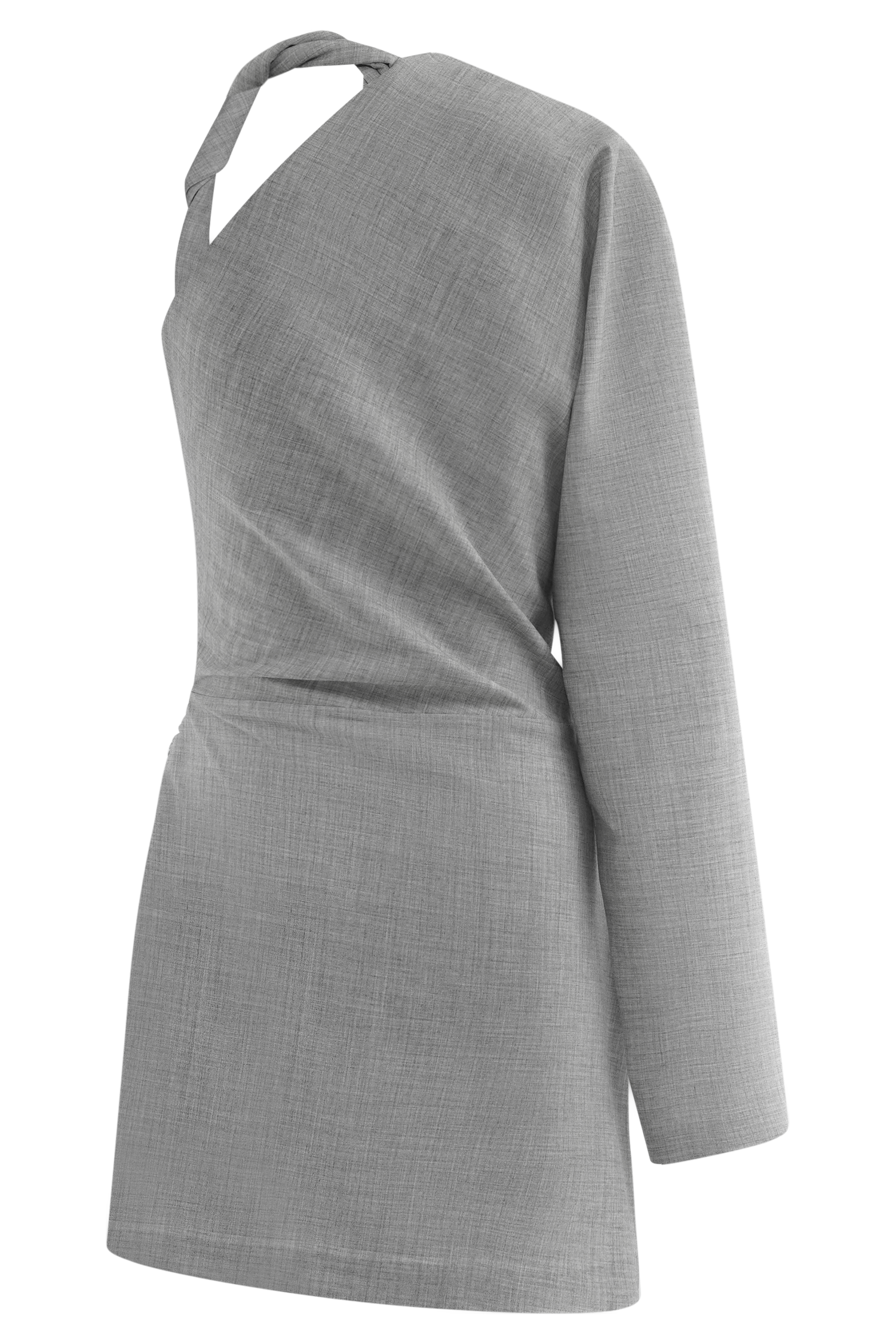 Dorian Twist Shoulder Mini Dress - Charcoal Marle
