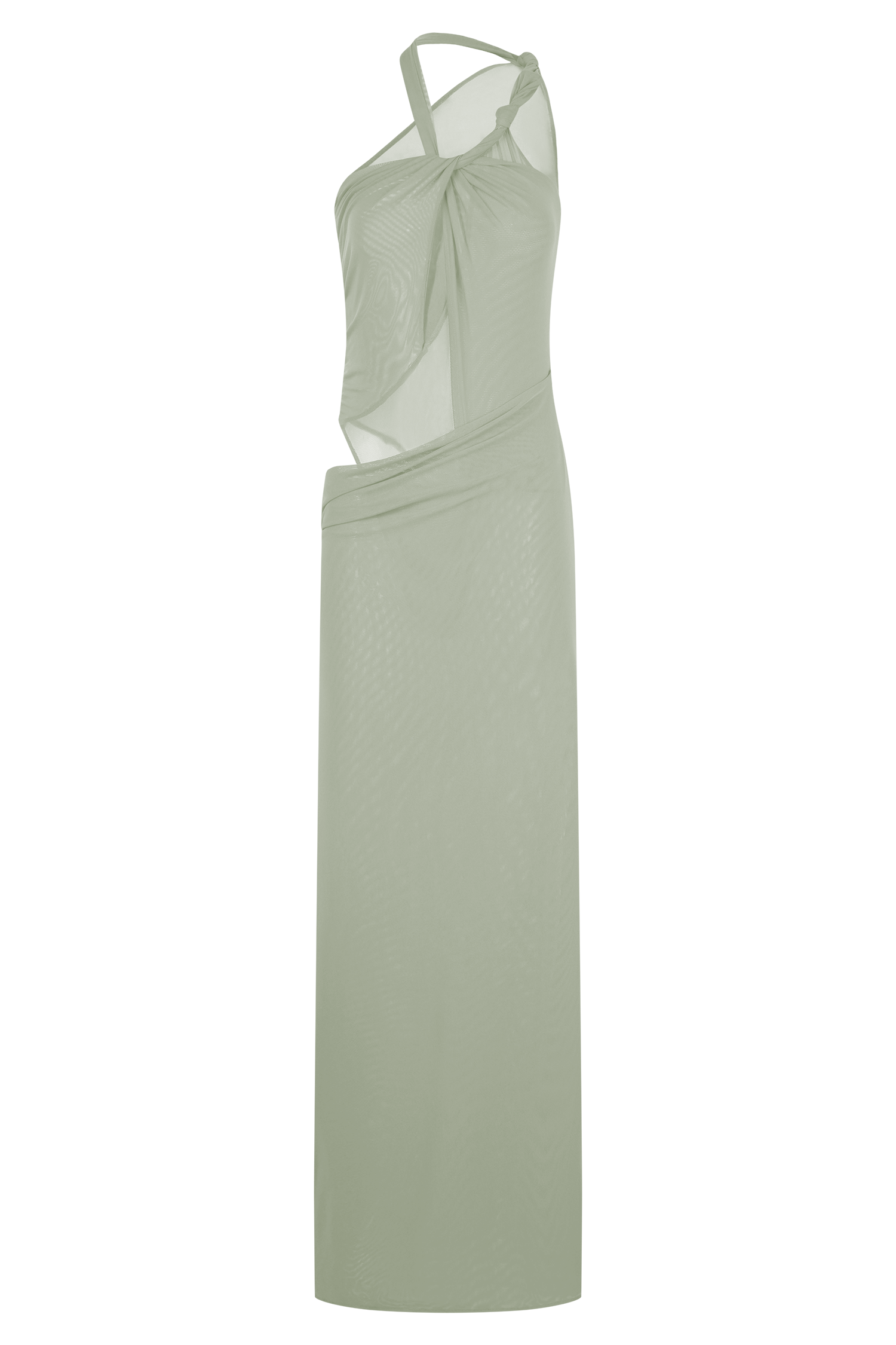 Edwina Knotted Mesh Maxi Dress - Sage